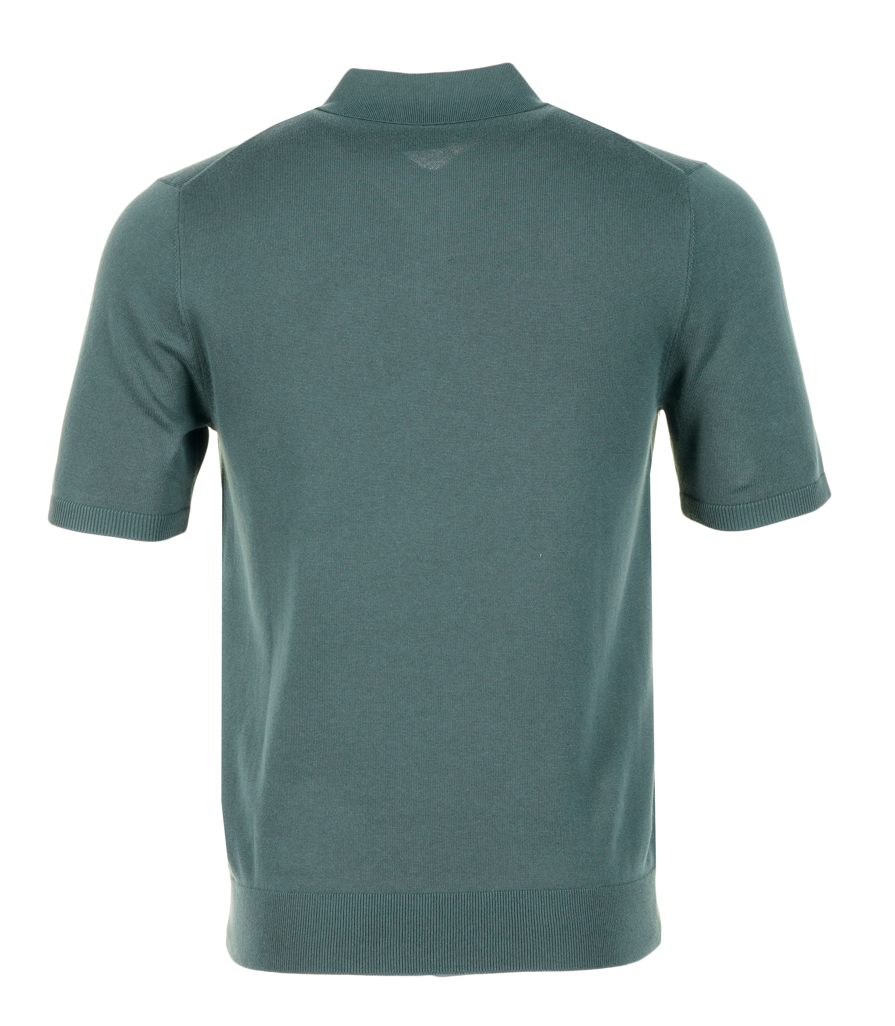 Knitted Short Sleeve Zebra Badge Polo Shirt 37B Petrol Green