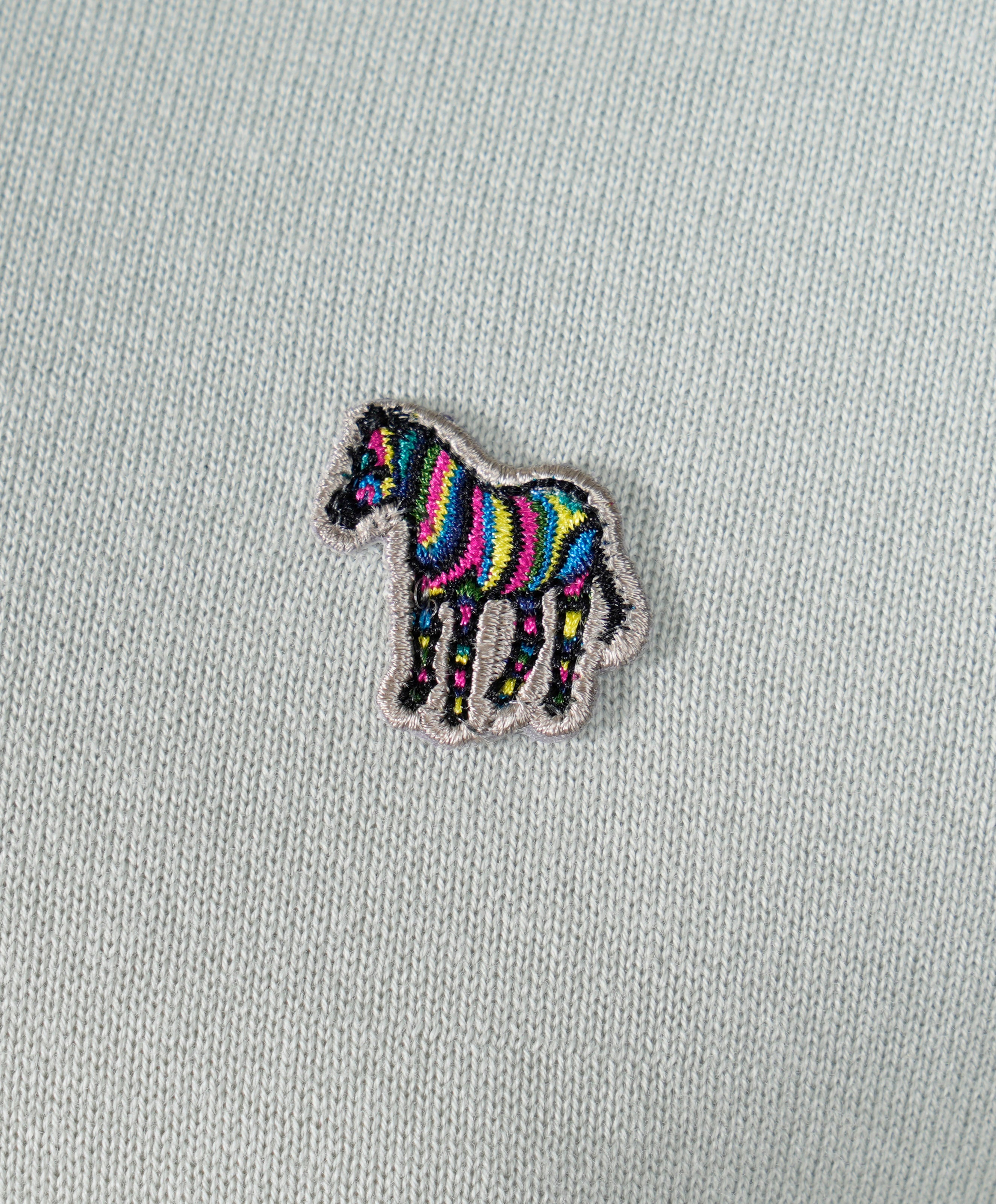 Knitted Short Sleeve Zebra Badge Polo Shirt 70c Grey