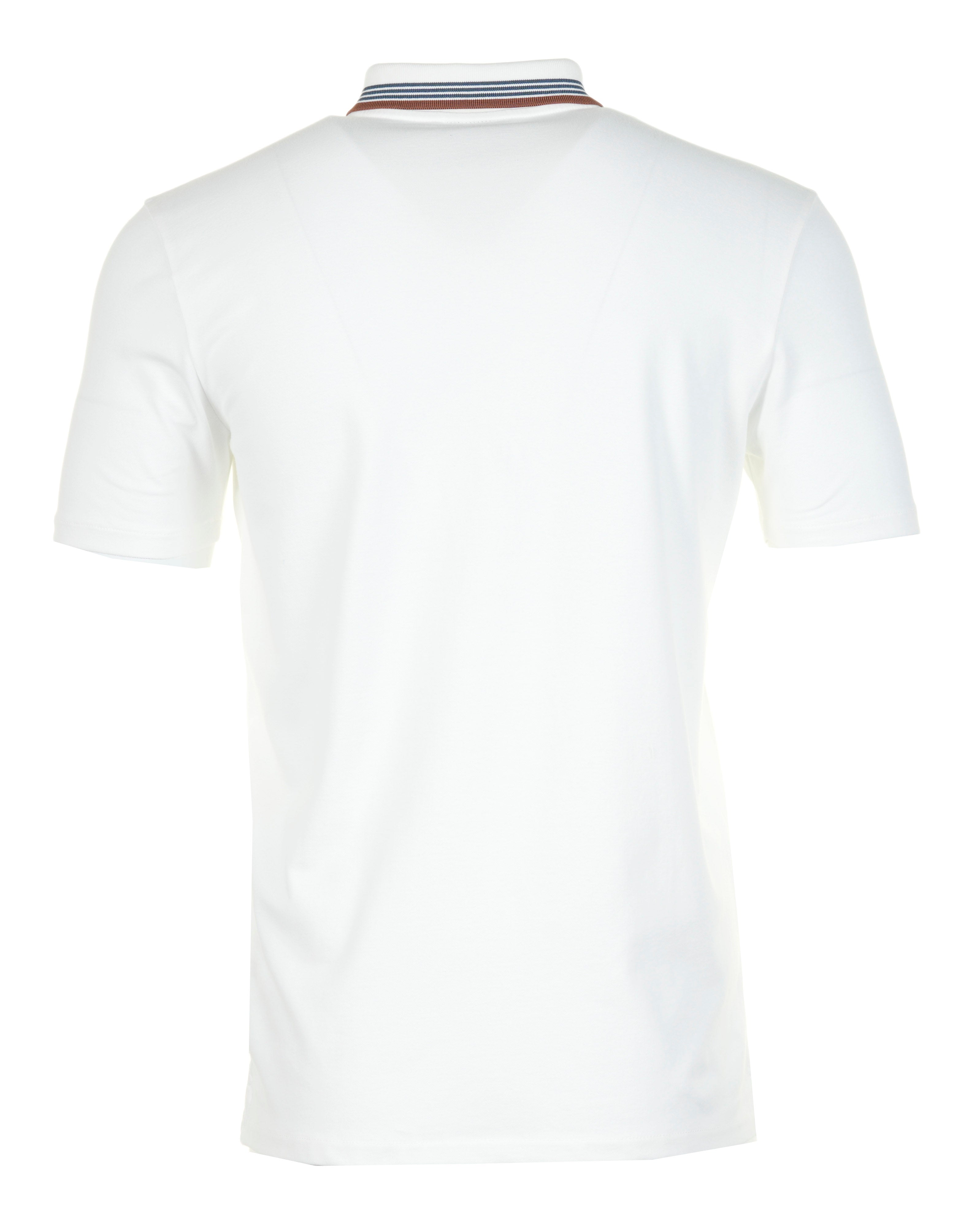 Regular Fit Short Sleeve Placket Stripe Zip Polo Shirt Off White