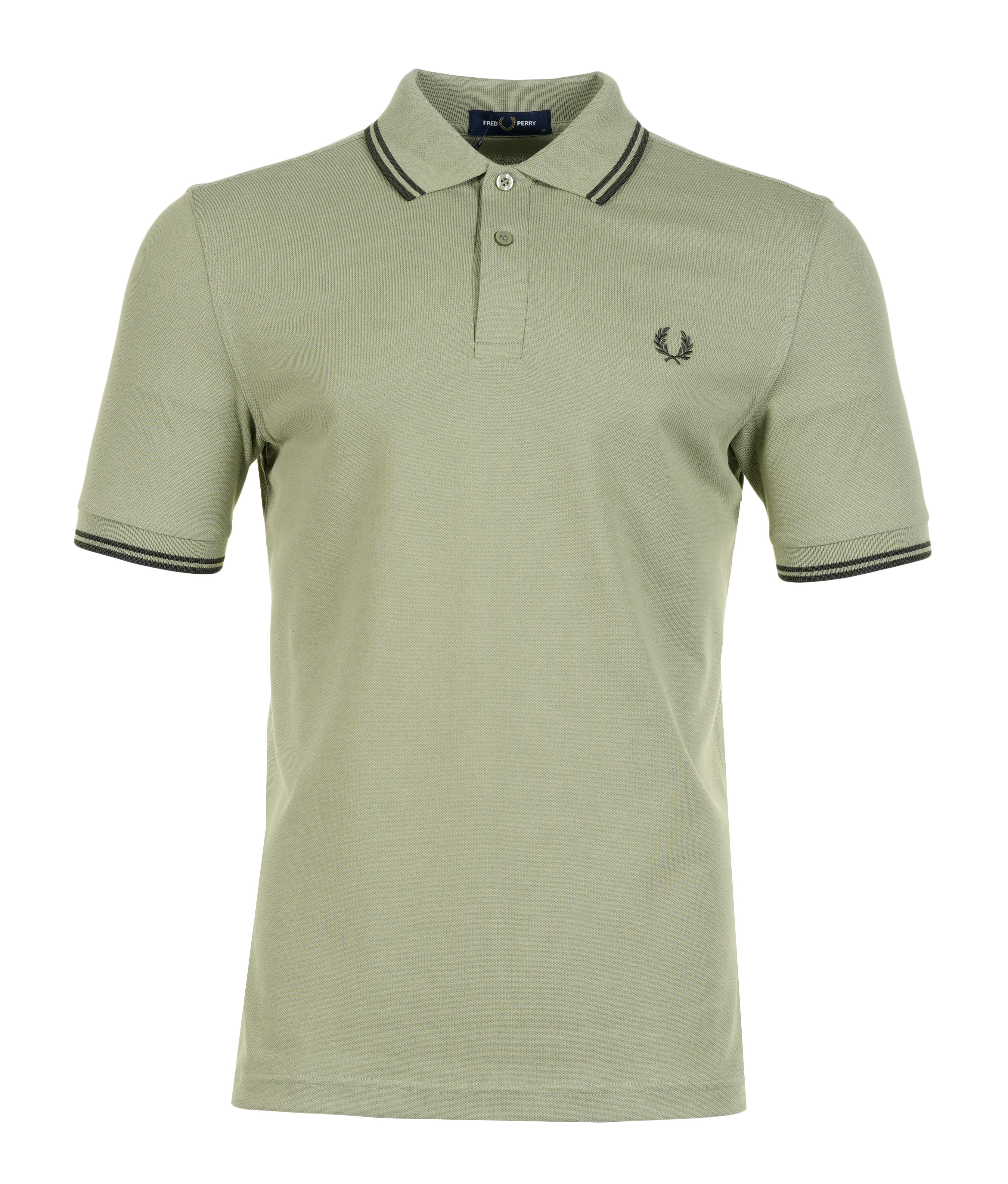 Short Sleeve Twin Tipped Polo Shirt Olive Mint Green