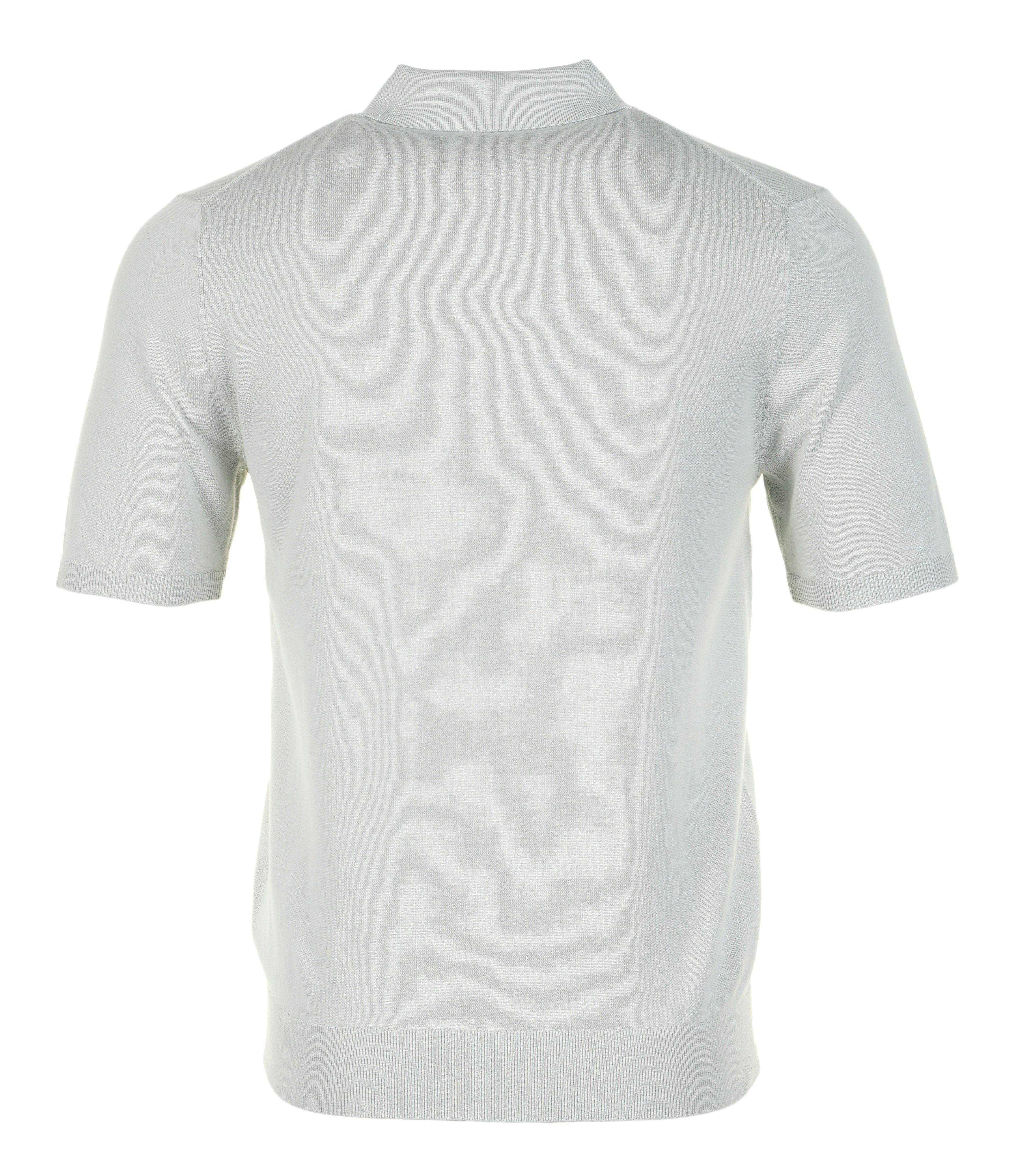 Knitted Short Sleeve Zebra Badge Polo Shirt 70c Grey