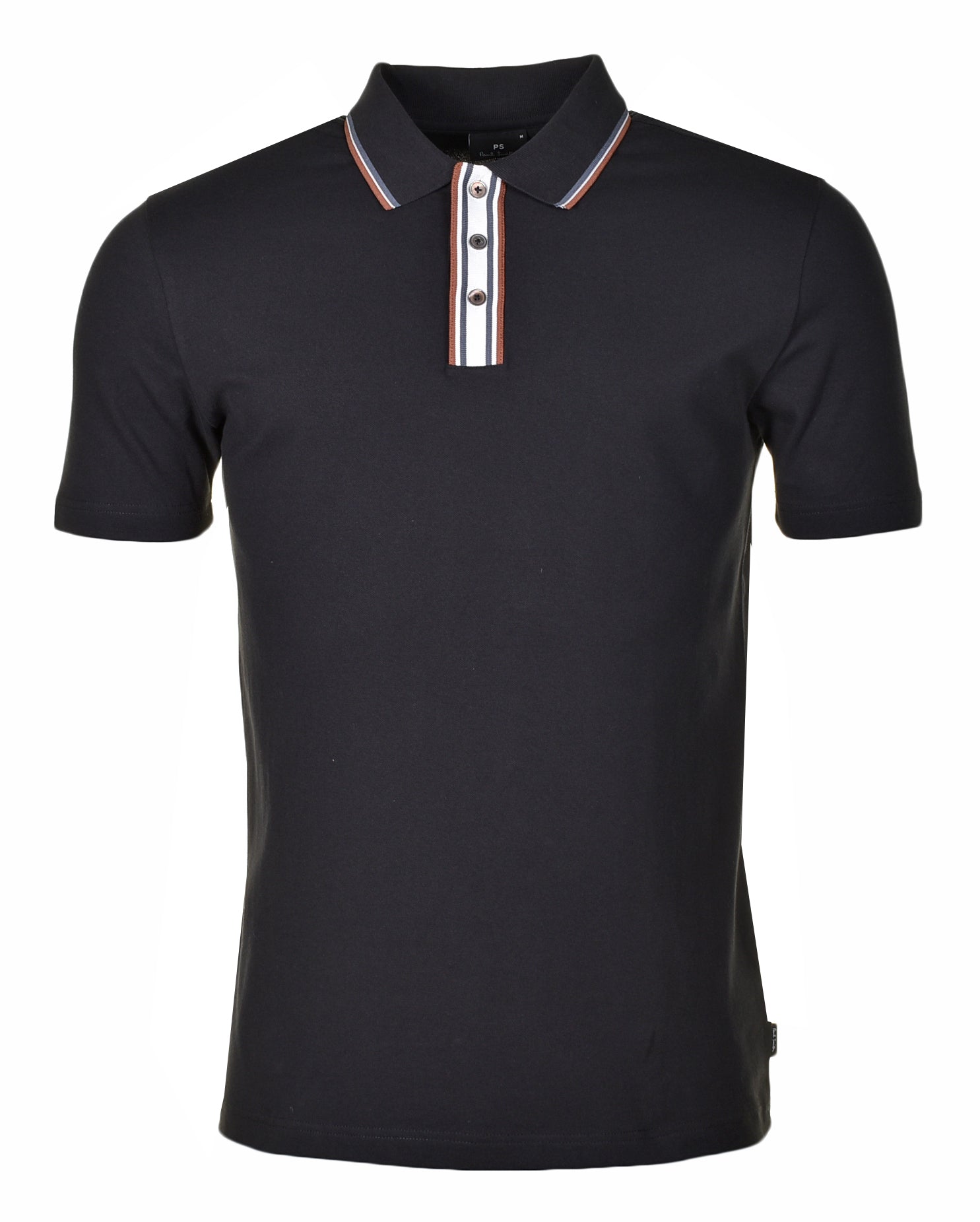Regular Fit Short Sleeve Stripe Detail Polo Shirt Black