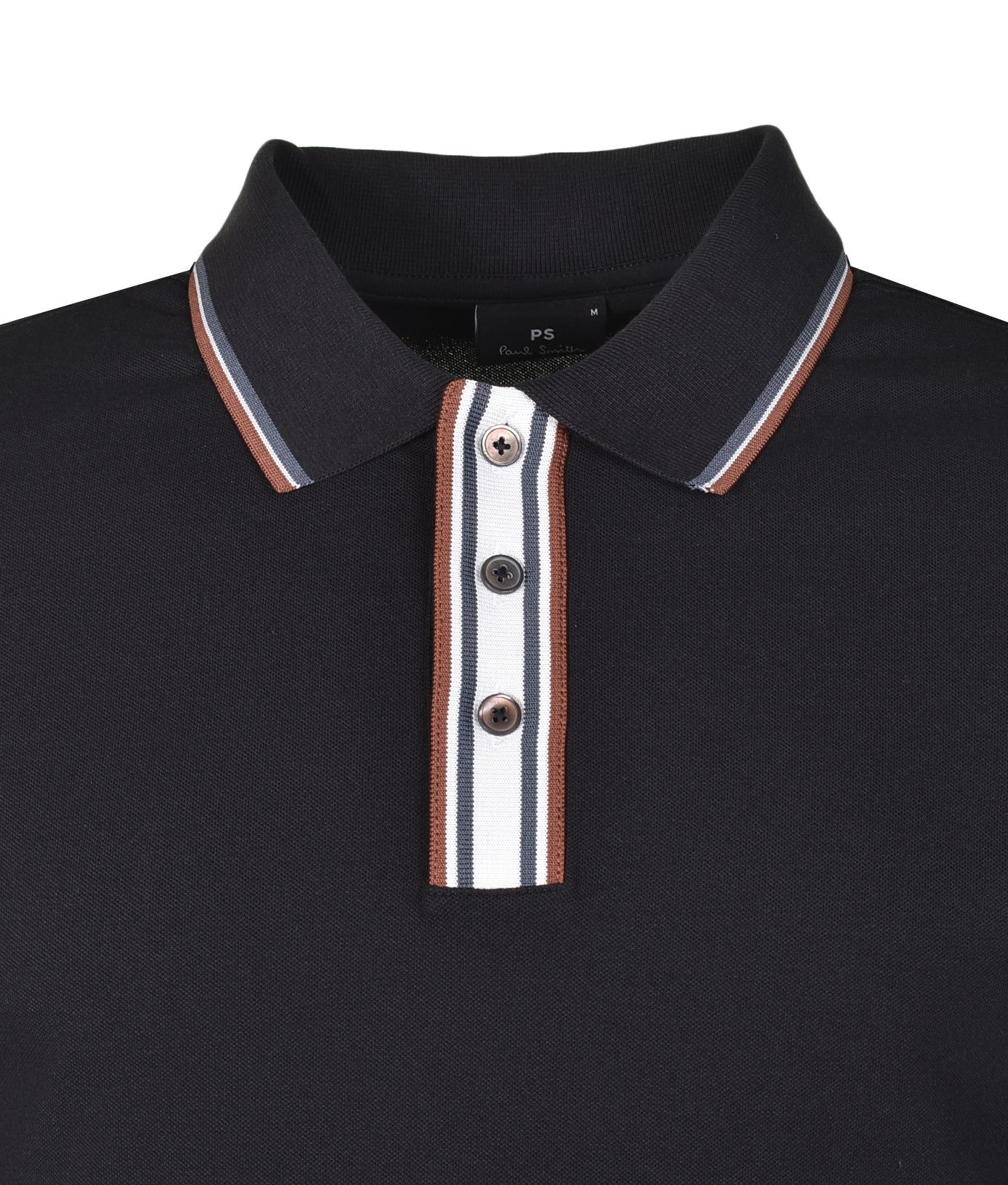 Regular Fit Short Sleeve Stripe Detail Polo Shirt Black