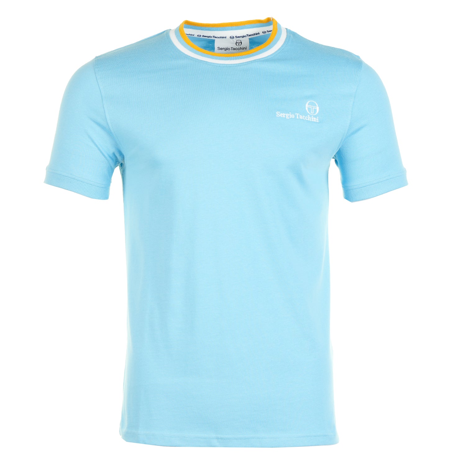 Sergio Tacchini Rainer FC T Shirt Baltic Sea White Old Gold