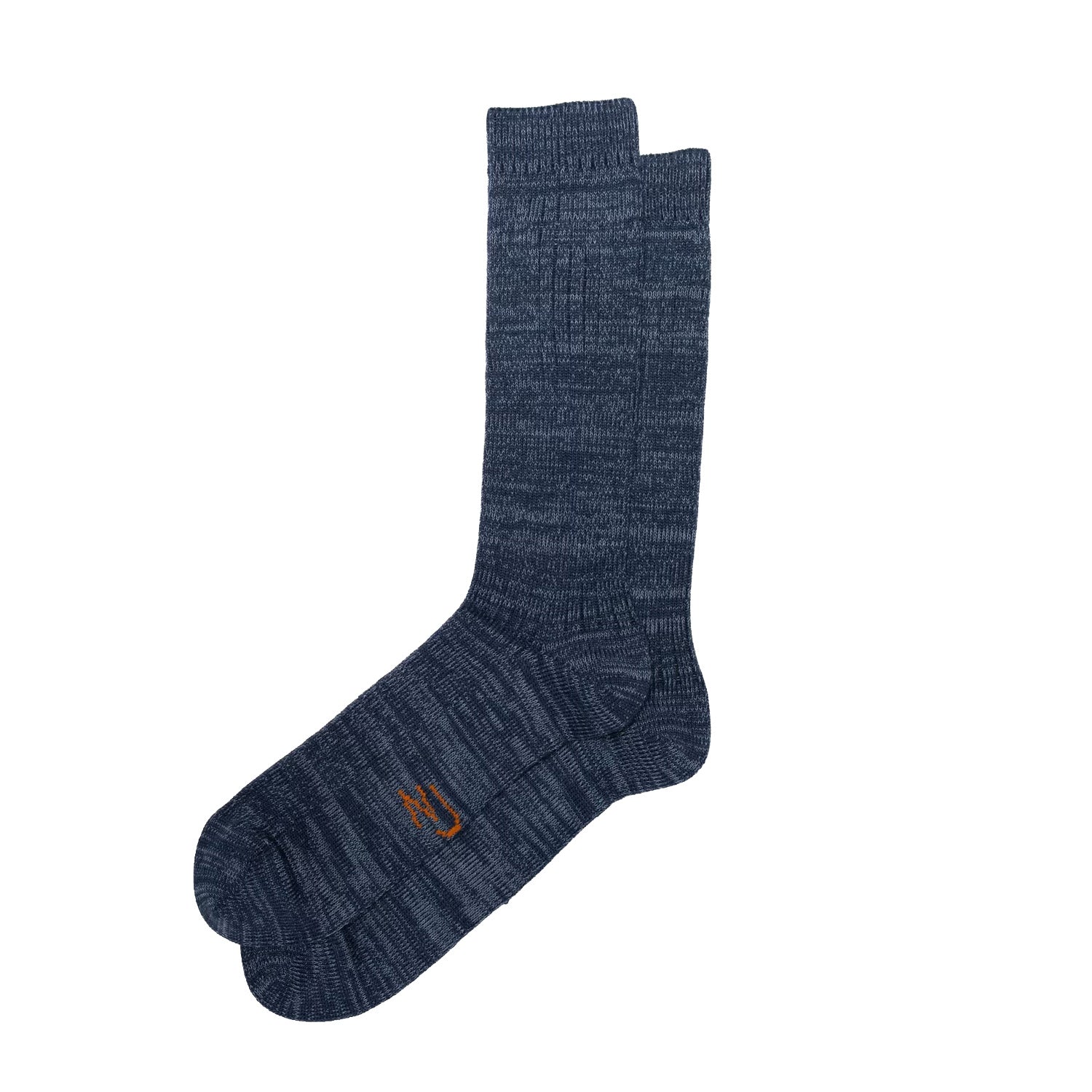 Rasmusson Rib Slub Socks Dark Blue