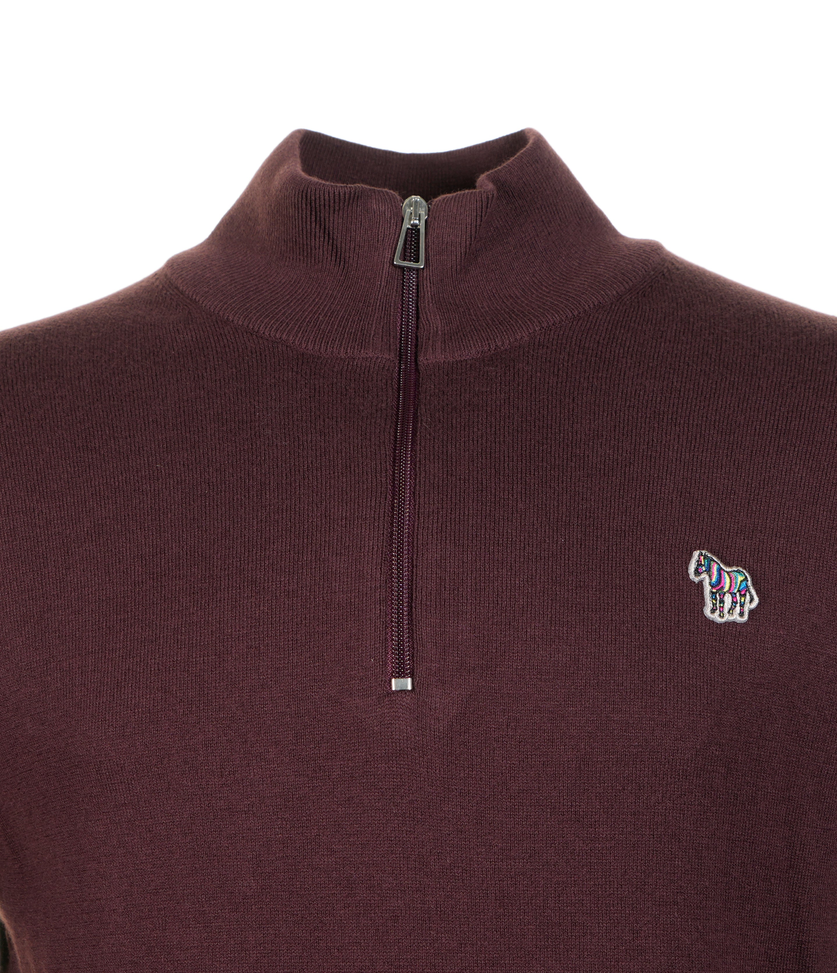 Knitted Zebra Quarter Zip Very Dark Red