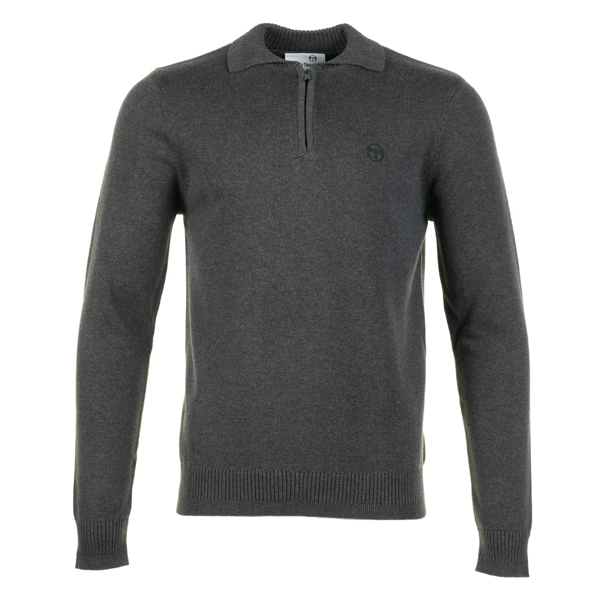 Roberto Knitted Long Sleeve Polo Charcoal Marl