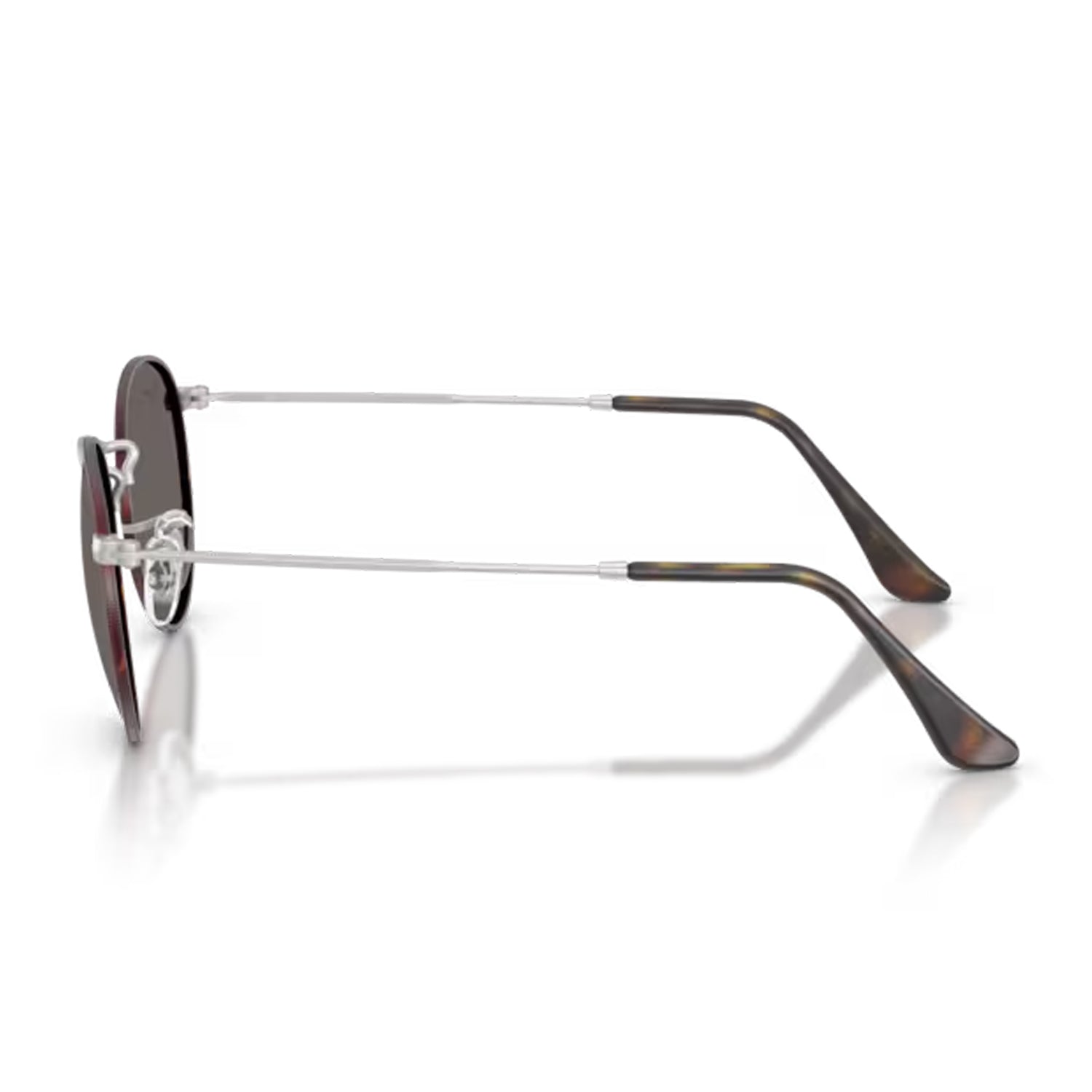 side image of Ray Ban Round Metal Matte Havana Matte Silver / Dark Grey