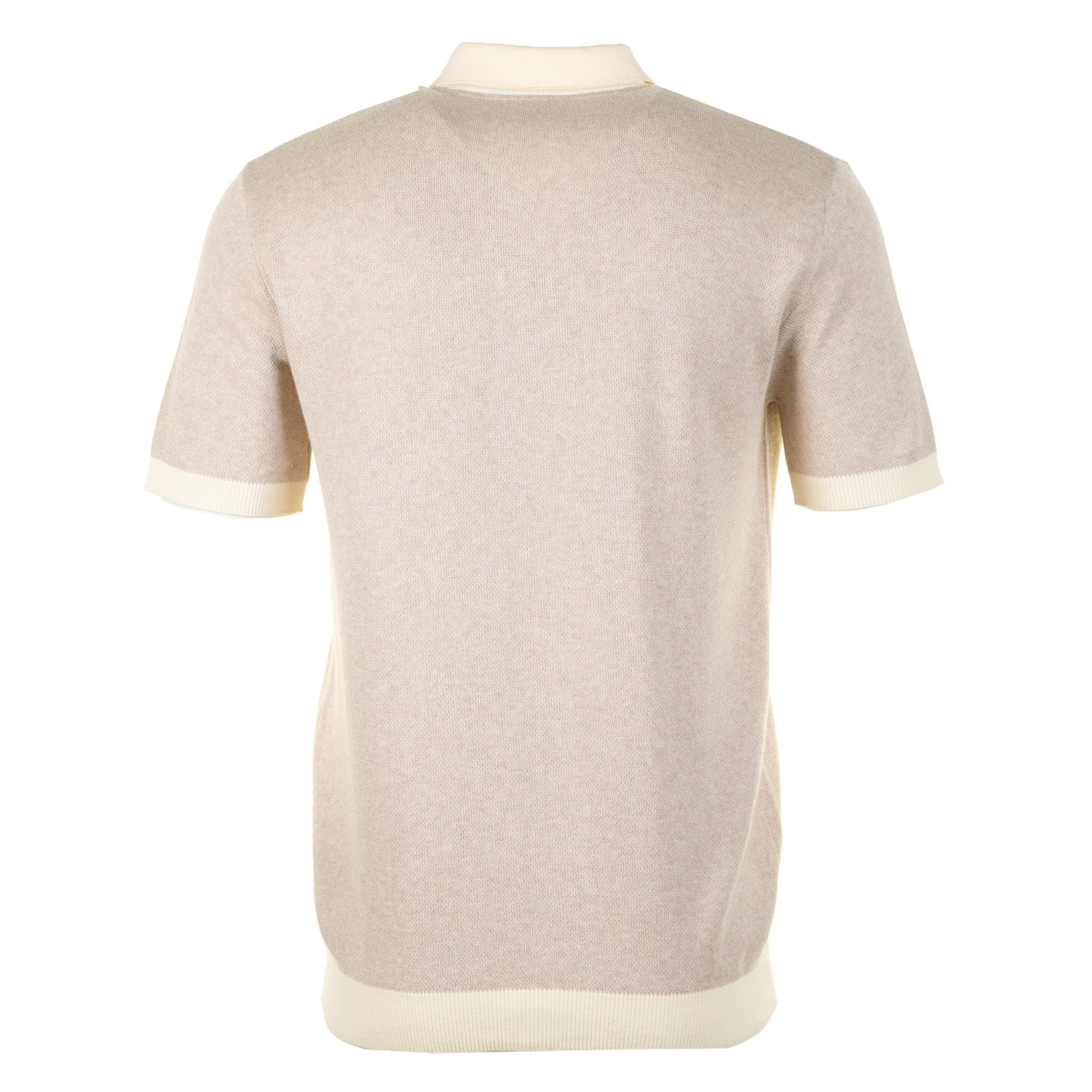 Short Sleeve Knitted Full Button Polo Shirt Oat