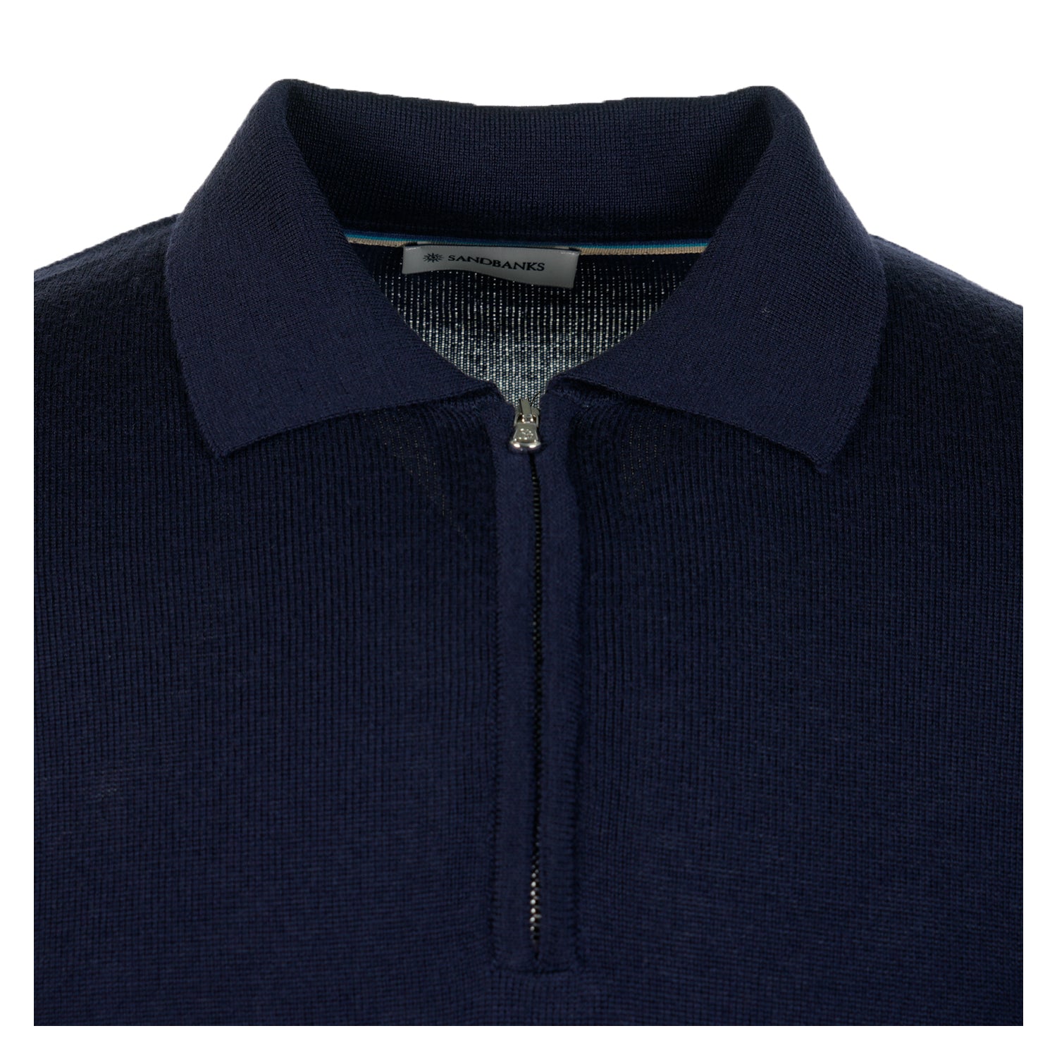 Merino Wool Zip Polo Navy