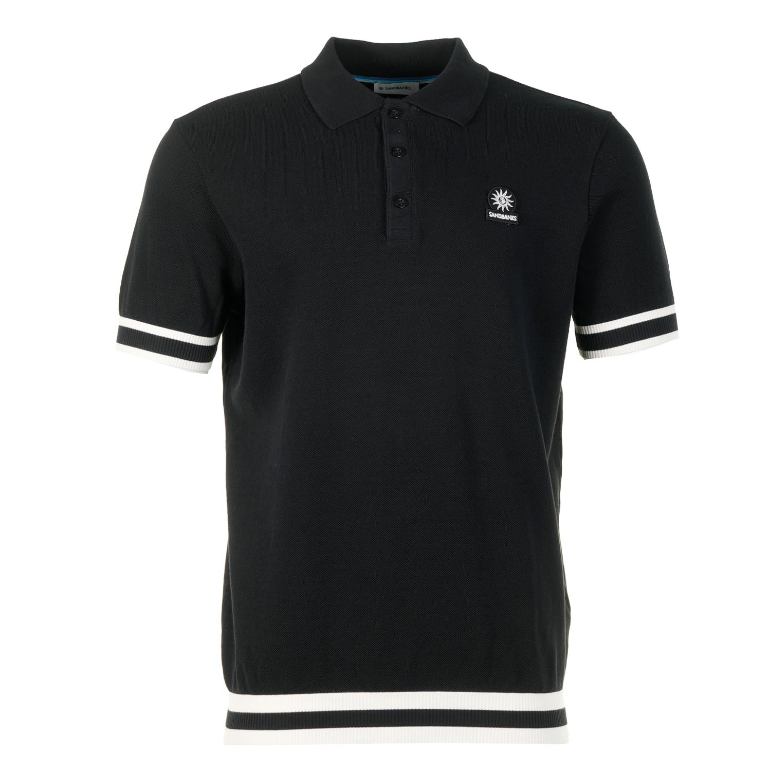 Short Sleeve Stripe Hem Polo Shirt Black
