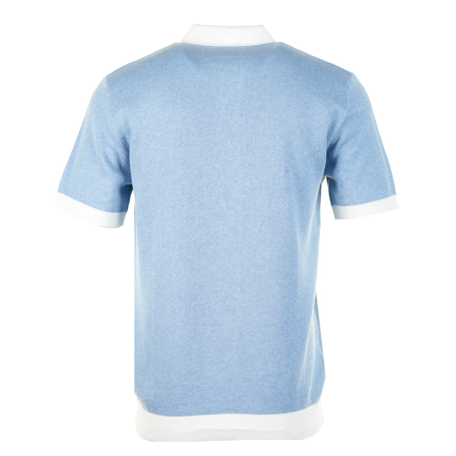 Short Sleeve Knitted Full Button Polo Shirt Dusty Blue