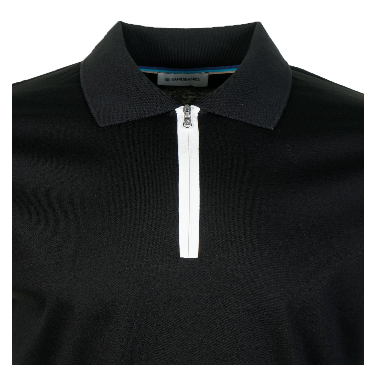 Long Sleeve Silicone Zip Polo Shirt Black