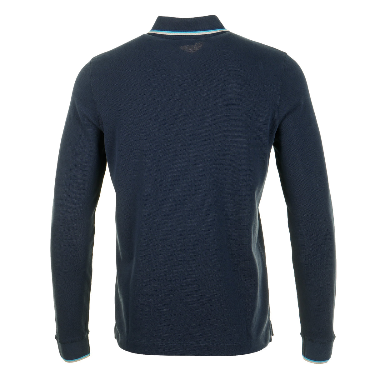 Long Sleeve Contrast Trim Polo Shirt Navy