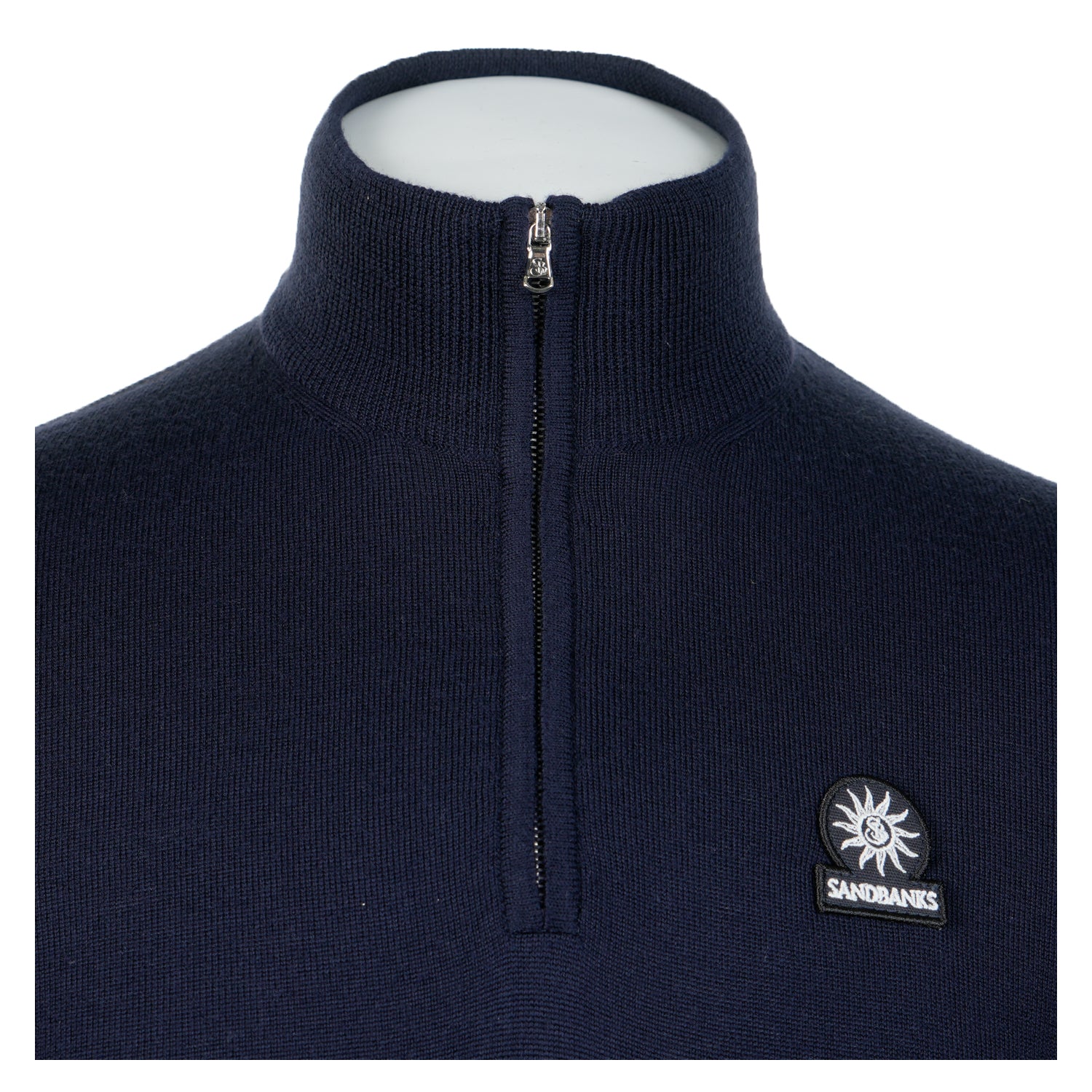 Merino Wool Quarter Zip Jumper Navy