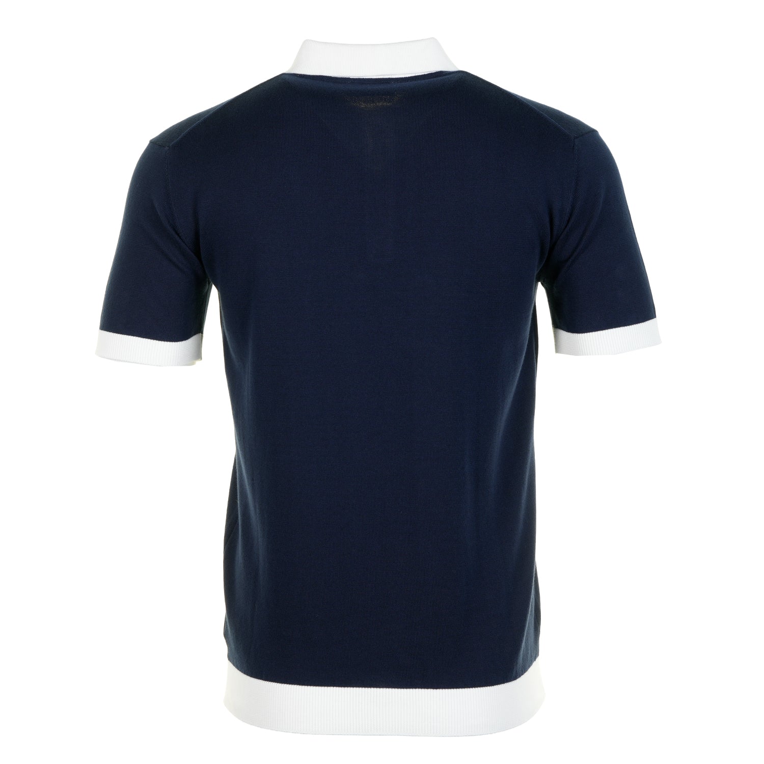 Short Sleeve Knitted 3 Button Polo Shirt Navy