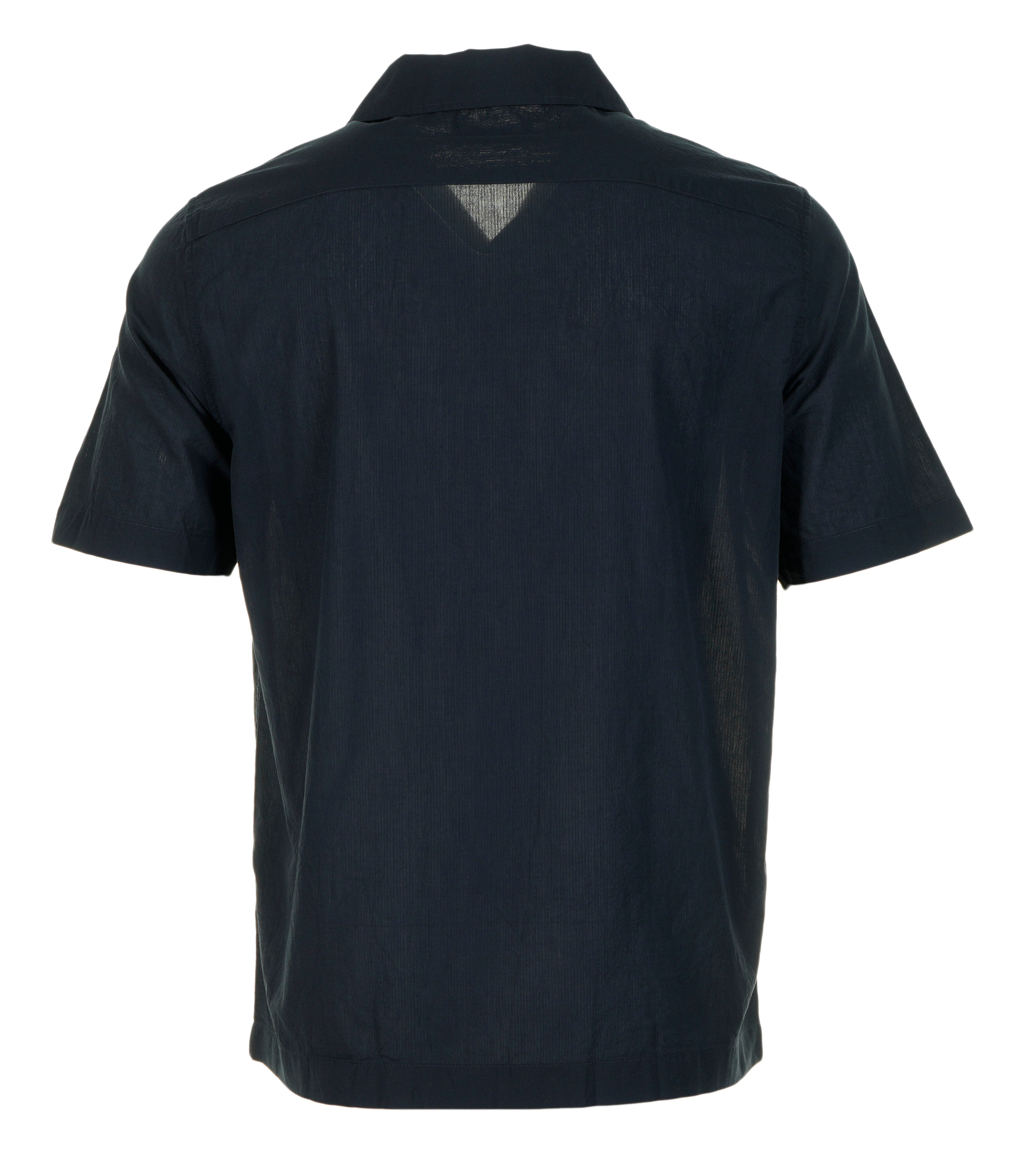 Lightweight Texture Revere Collar Short Sleeve Shirt Navy