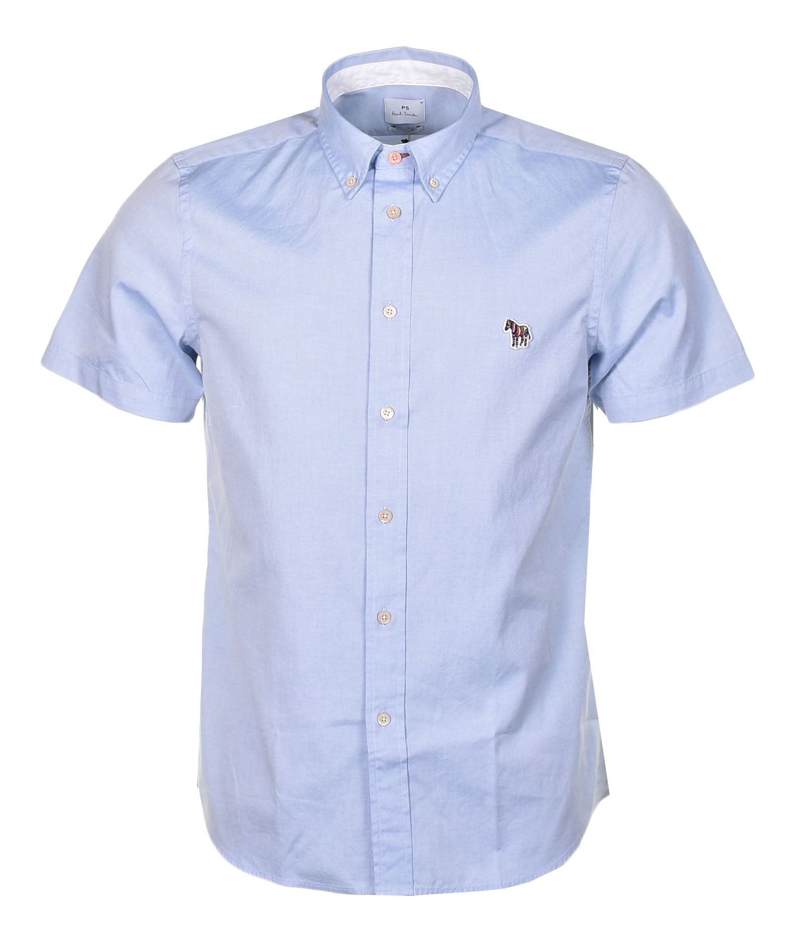 Short Sleeve Tailored Fit Zebra Shirt Blue