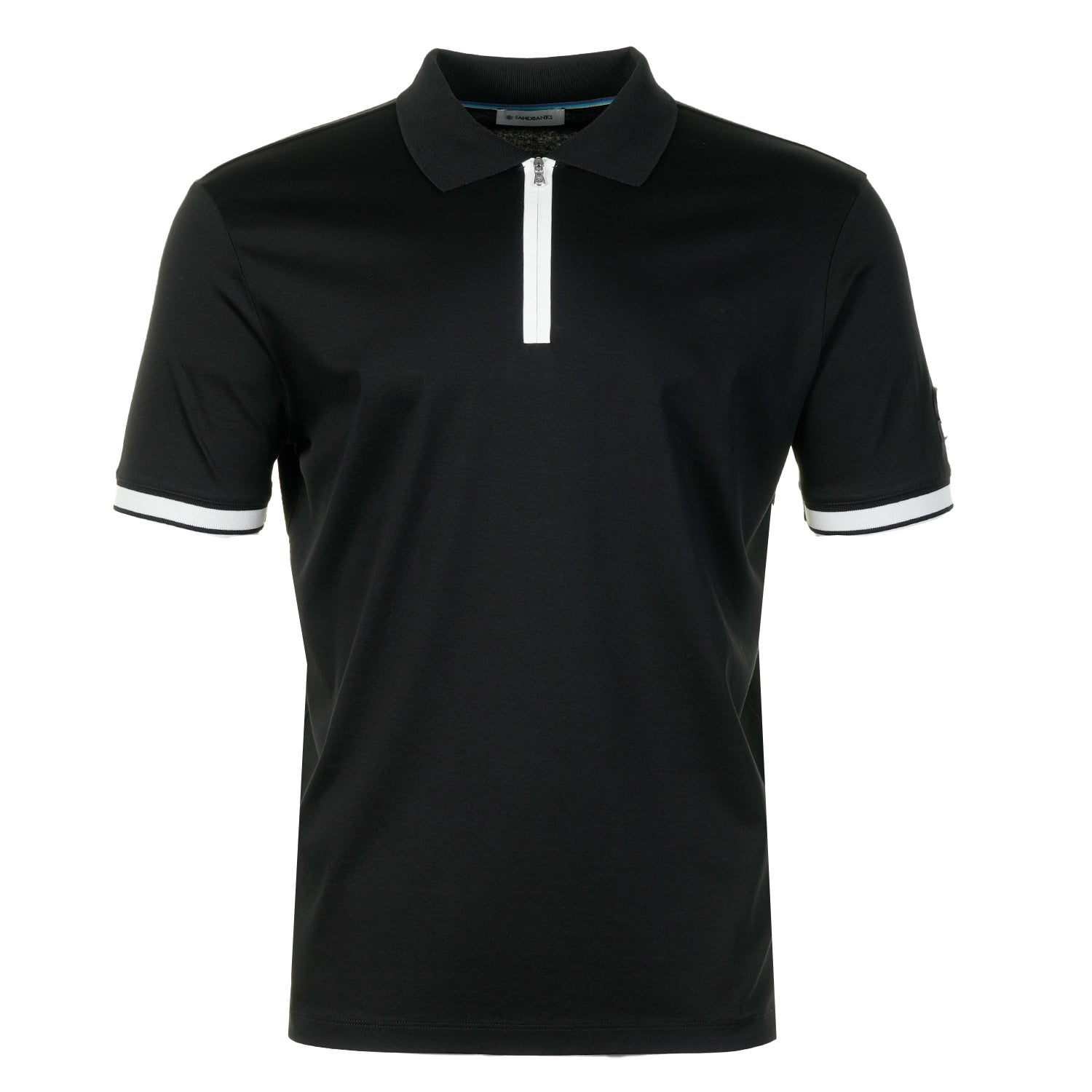 Short Sleeve Silicone Zip Polo Shirt Black