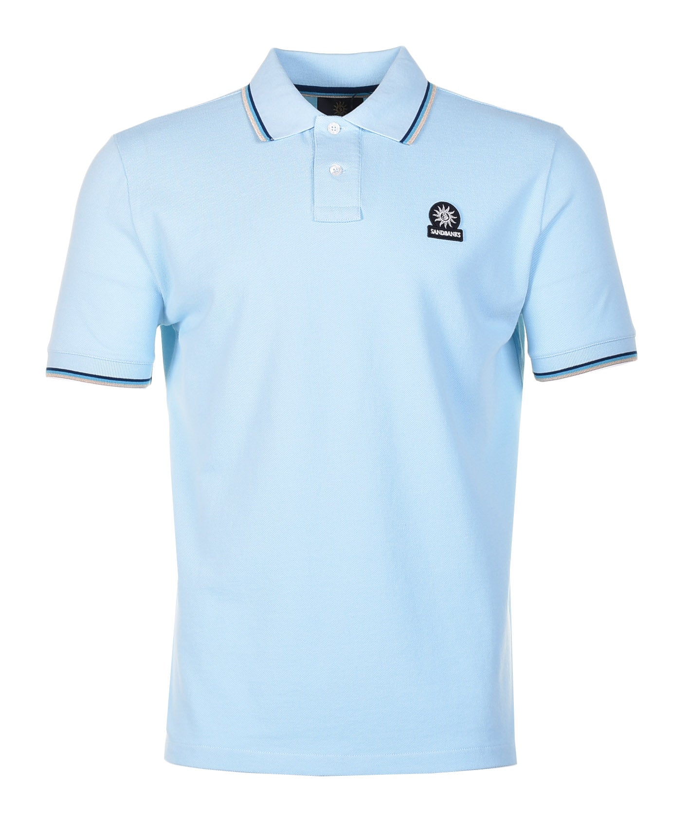 Short Sleeve Tipped Polo Shirt Crystal Blue