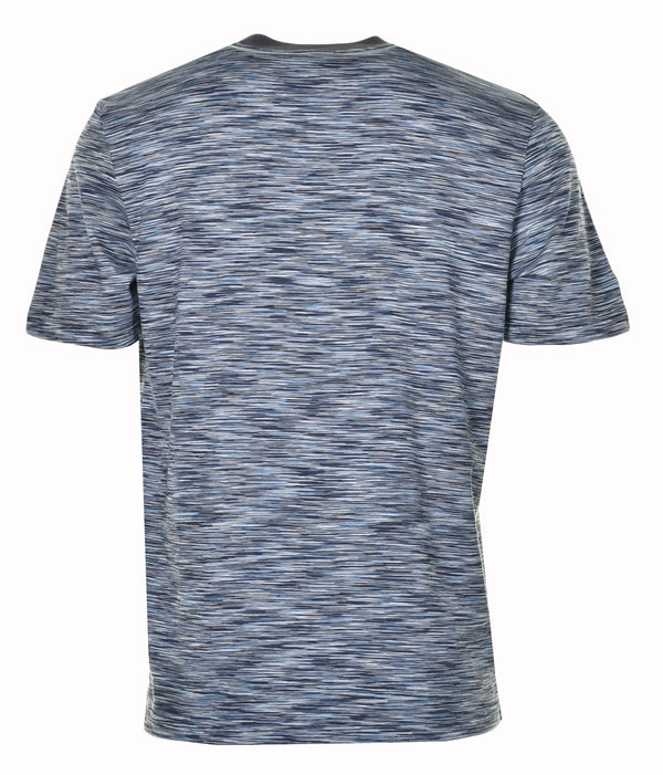 Short Sleeve Spacedye T Shirt Dark Taupe Blue