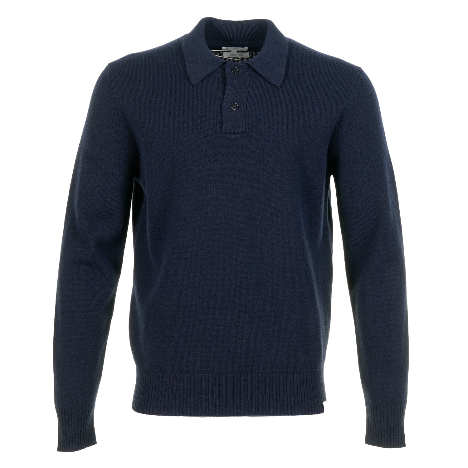 Norse Standard Merino Lambswool Long Sleeve Polo Navy