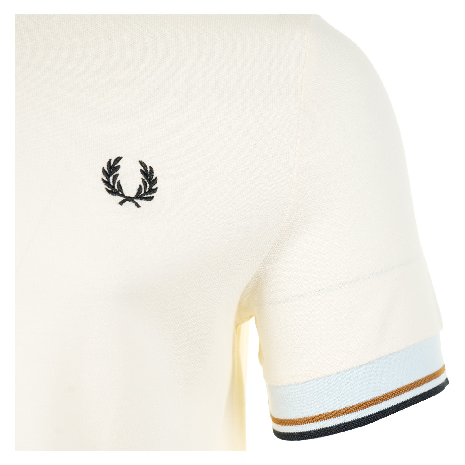 Twin Tipped Cuff Pique T Shirt Ecru
