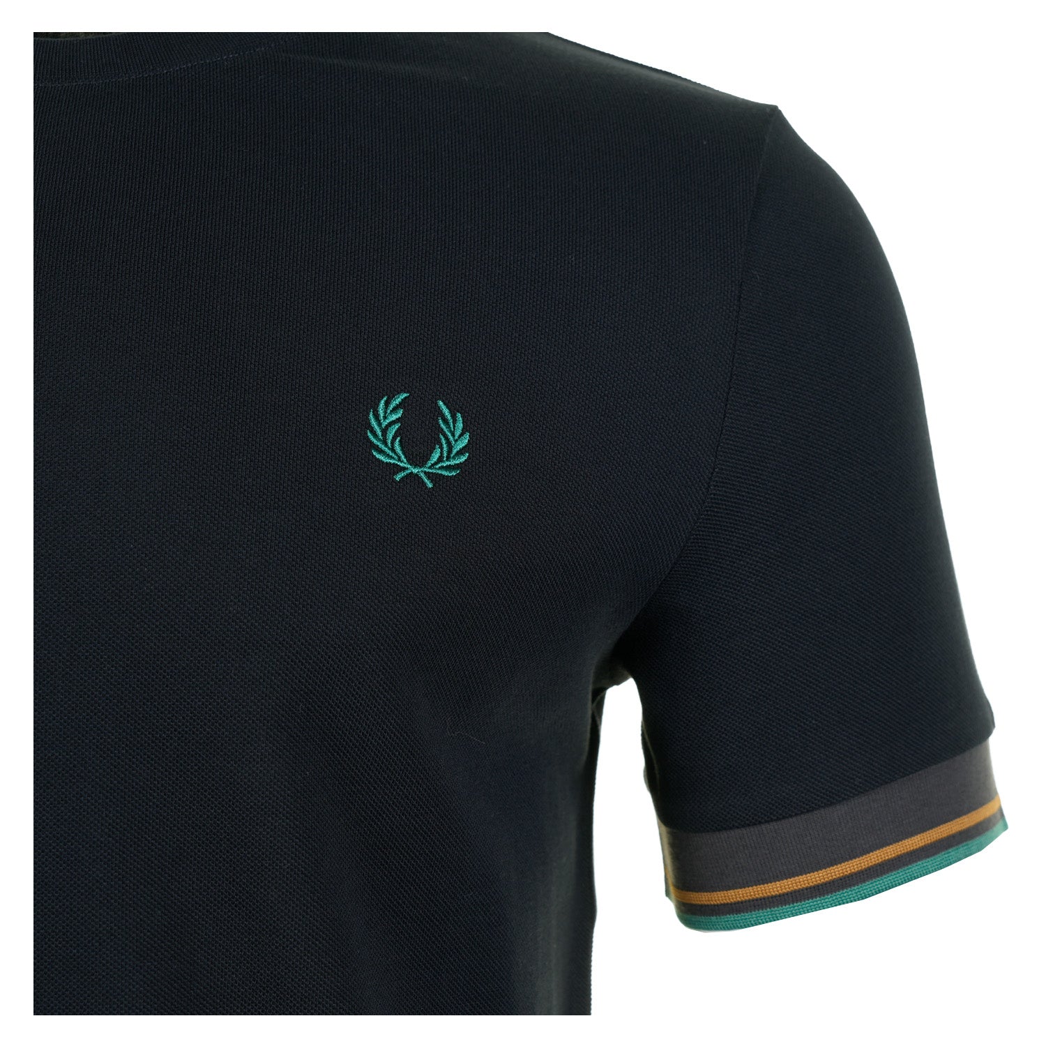 Twin Tipped Cuff Pique T Shirt Navy