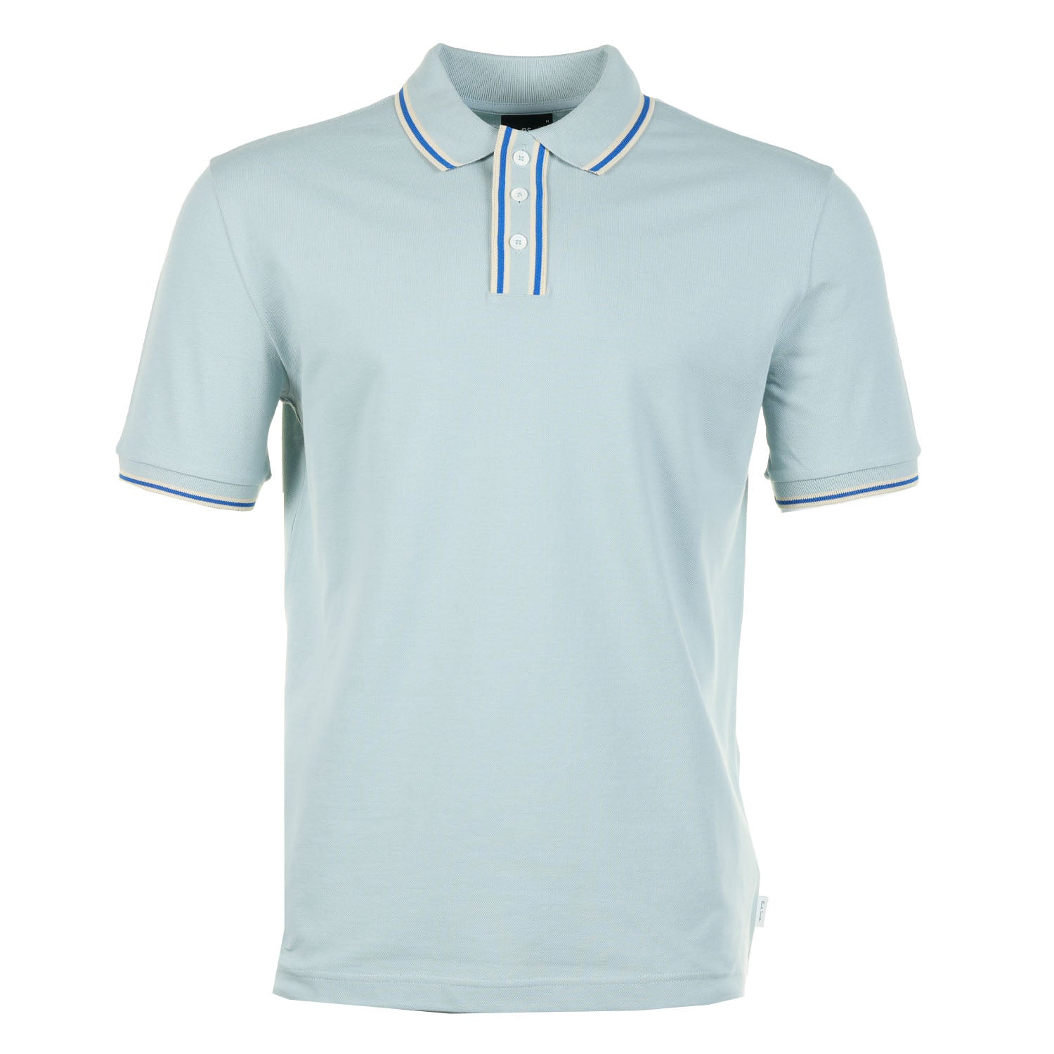 Pauli Smith Regular Fit Short Sleeve Stripe Detail Polo Shirt 40B Light Blue