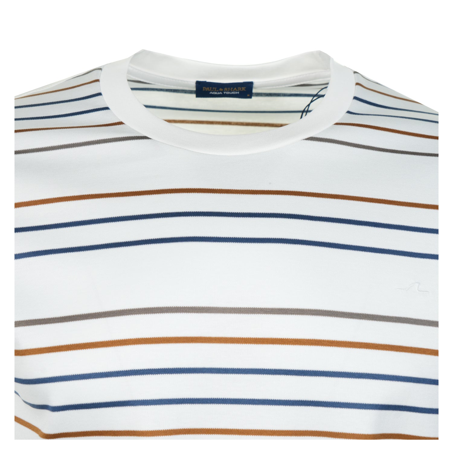 Short Sleeve Aqua Touch Cotton Striped T Shirt White