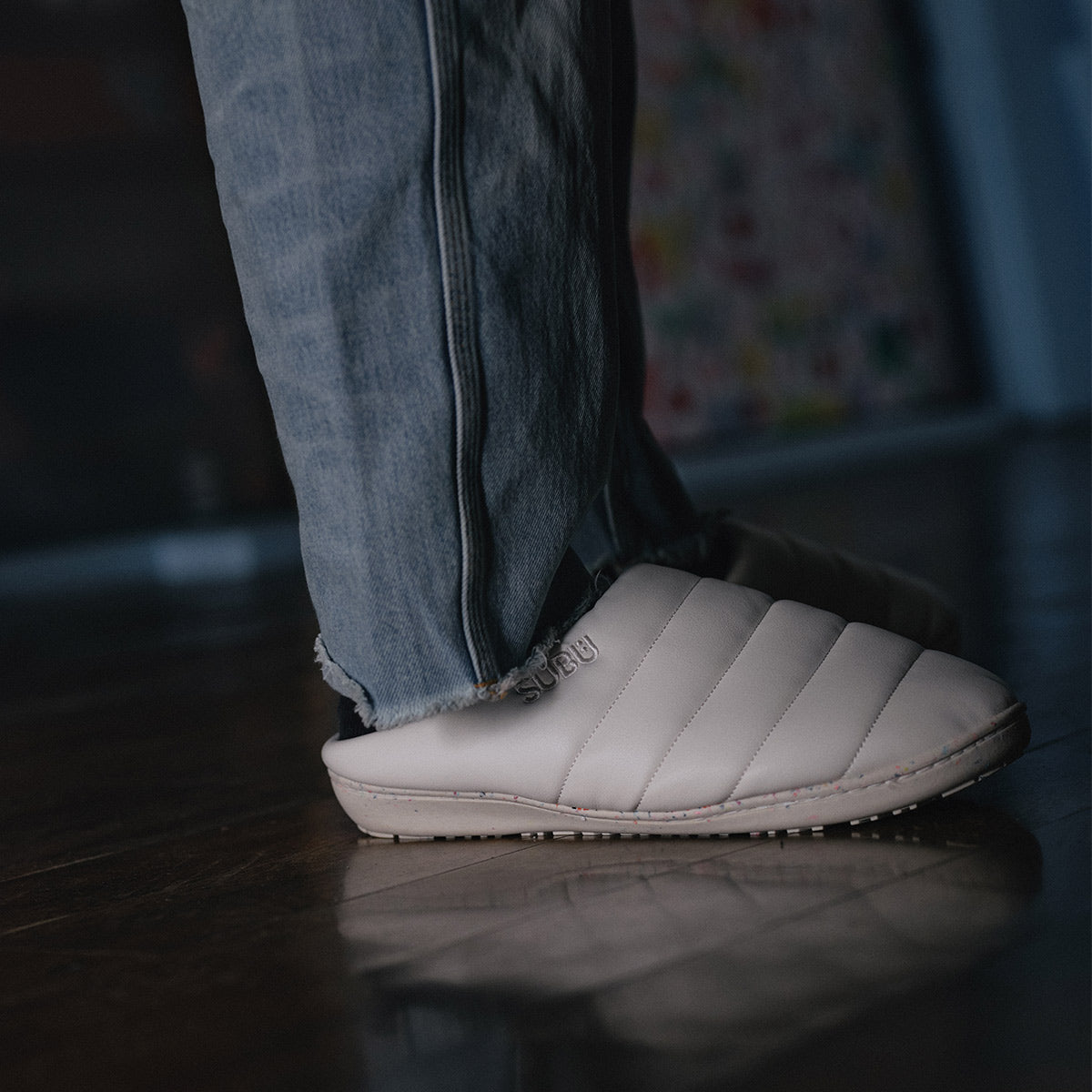 Subu Eco Leather Slippers White