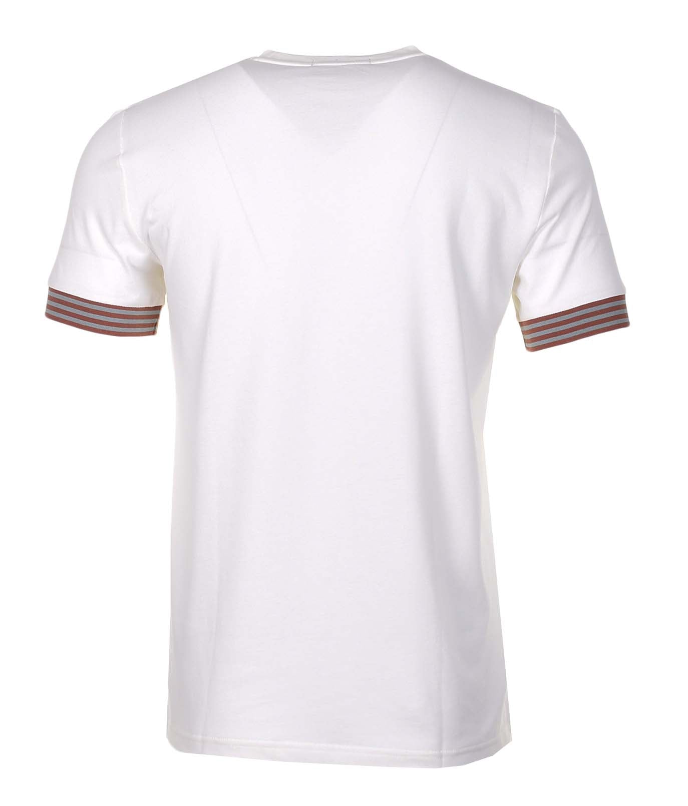 Striped Cuff Pique T Shirt Light Ecru