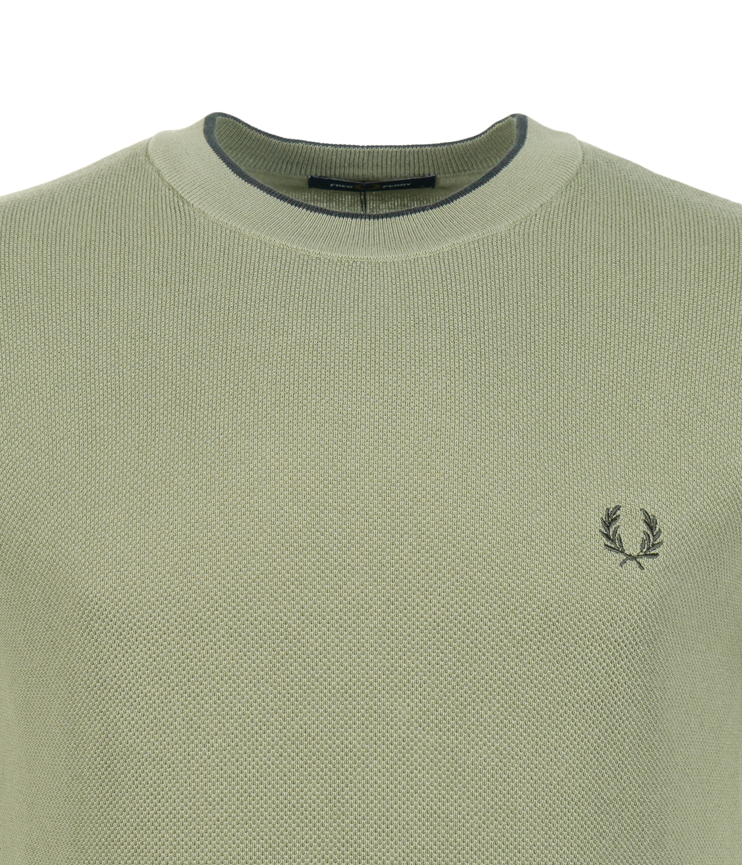 Texture Front Knitted T Shirt Olive Mint