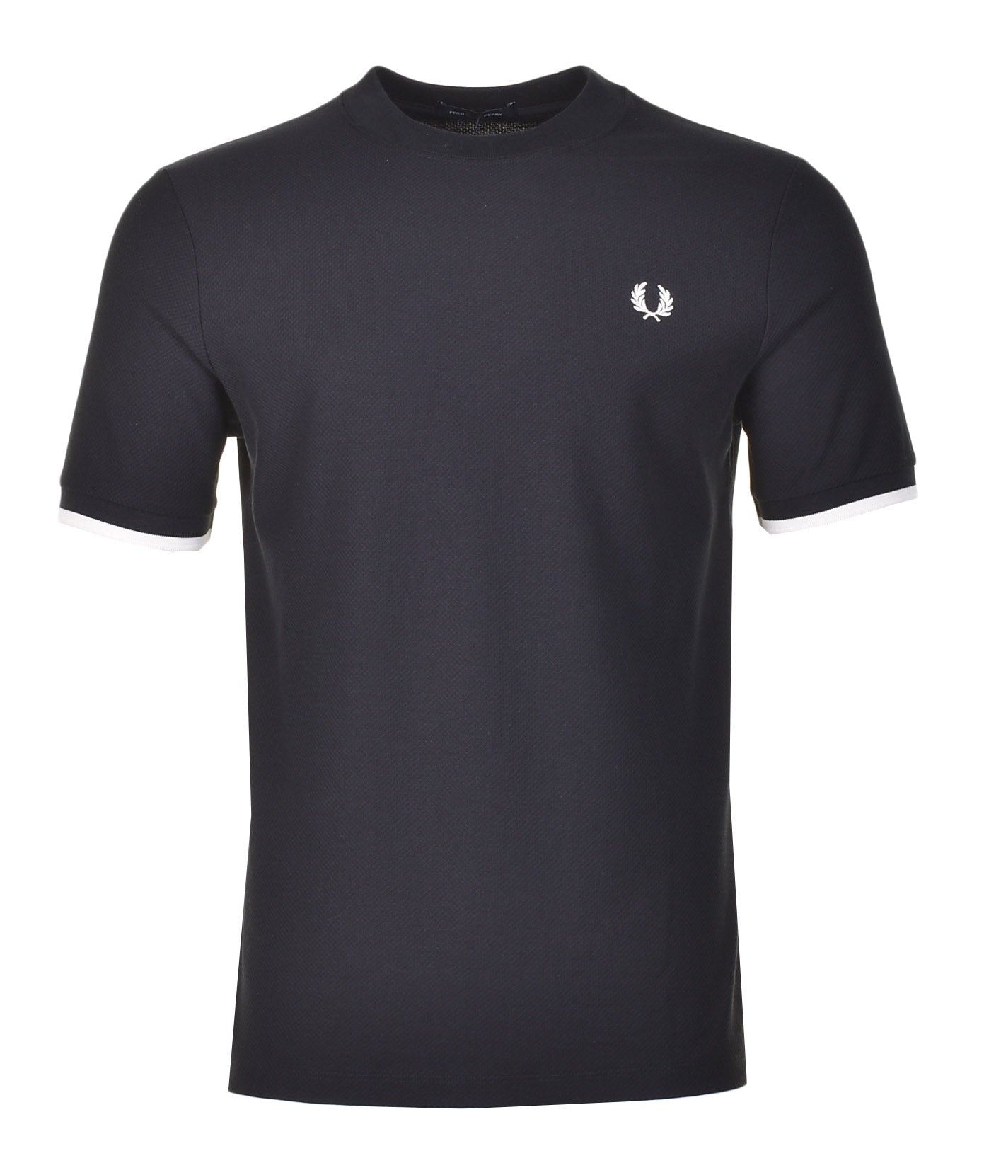 Tipped Cuff Pique T Shirt Black