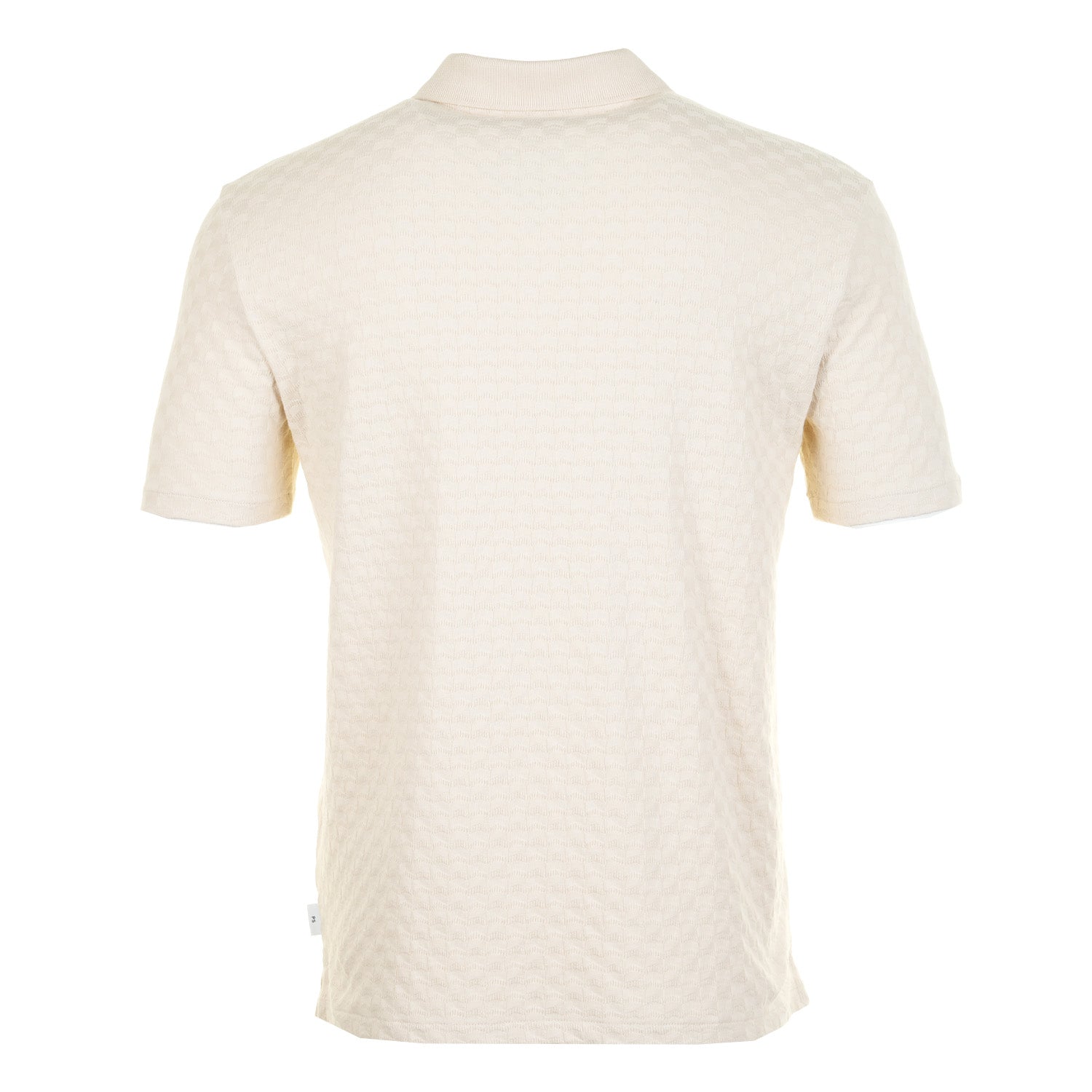 Short Sleeve Zip Textured Polo Shirt Off White