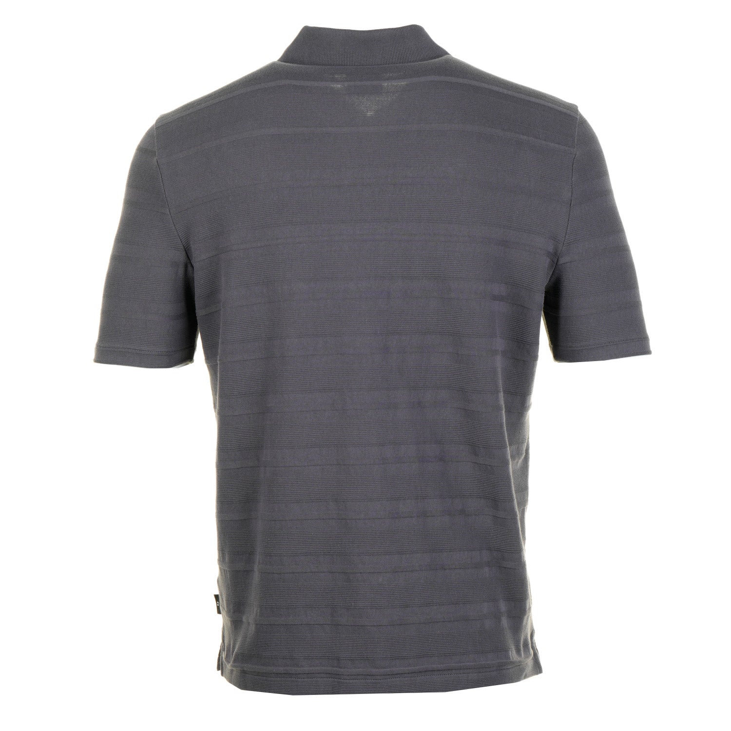 Short Sleeve Zip Textured Stripe Polo Shirt Slate