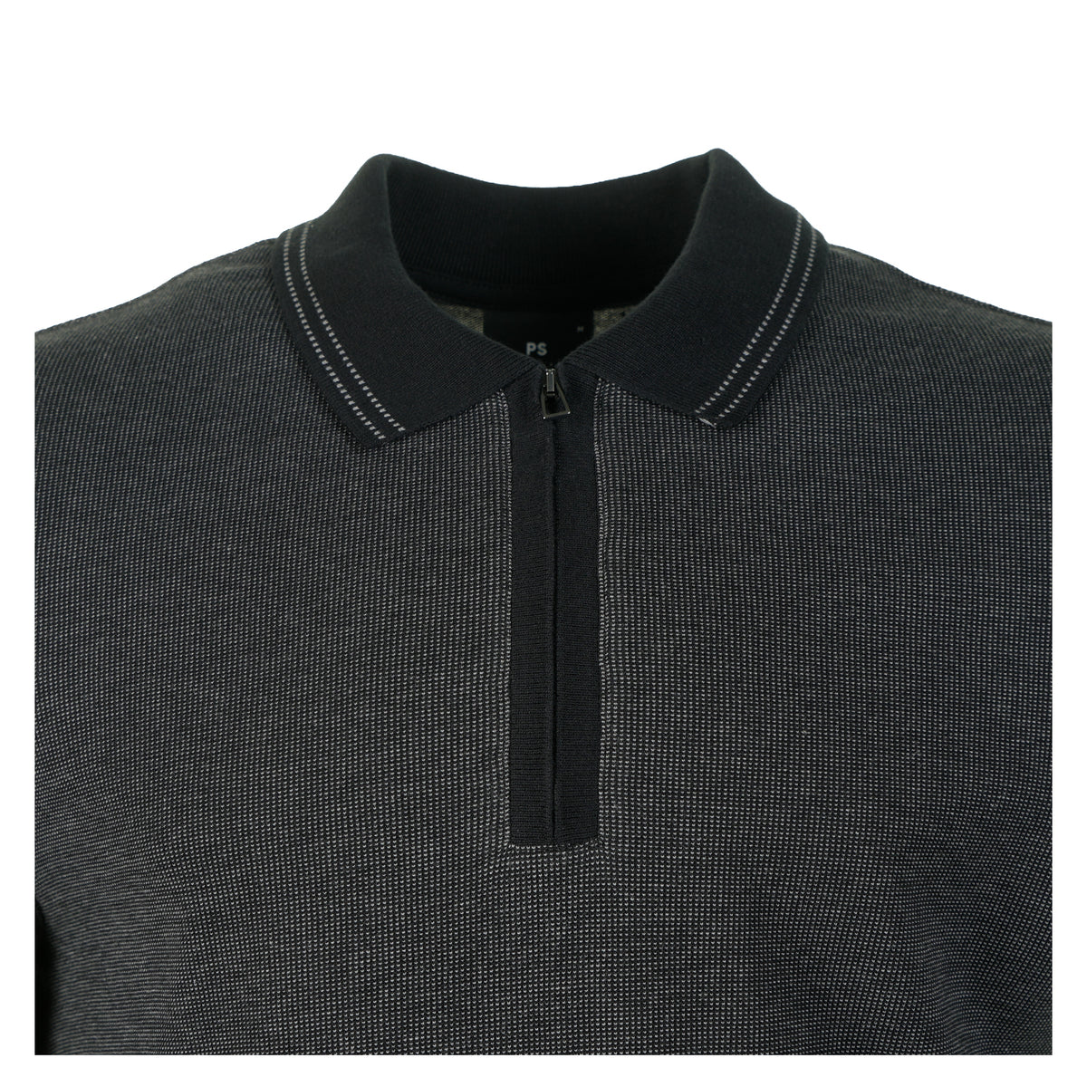 Zip Polo Shirt Stitch Black