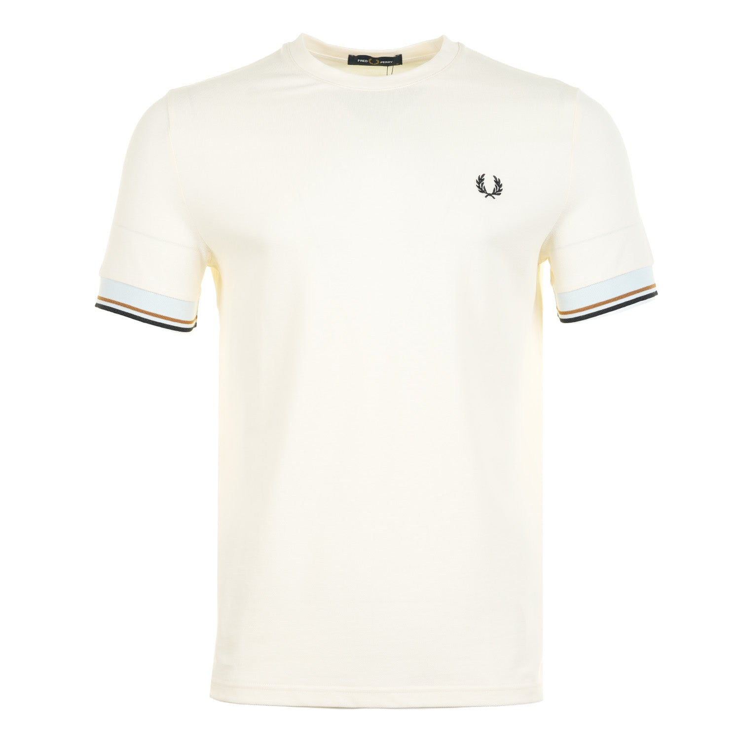 Twin Tipped Cuff Pique T Shirt Ecru