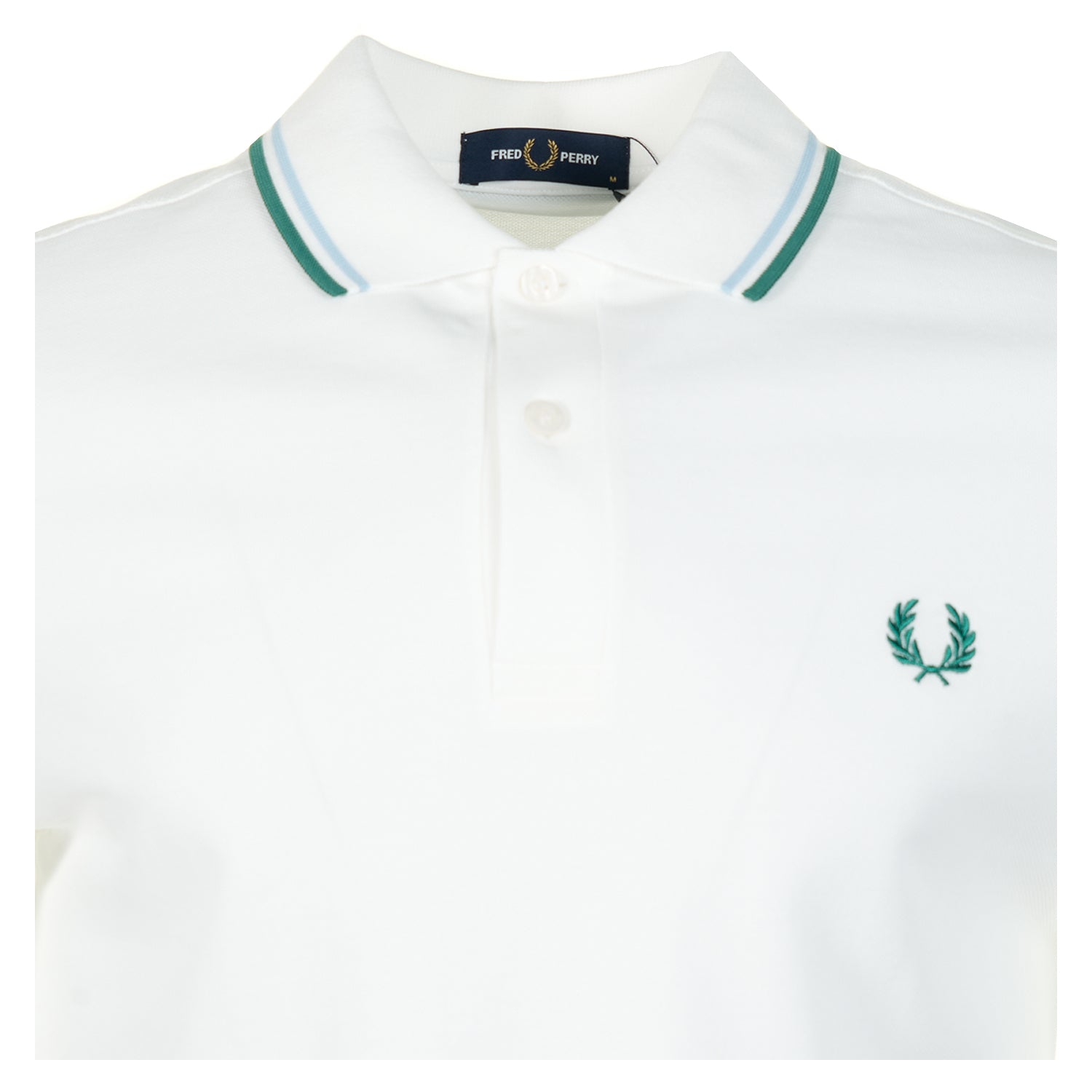 Short Sleeve Twin Tipped Polo Shirt Snow White Track Blue Sport Green