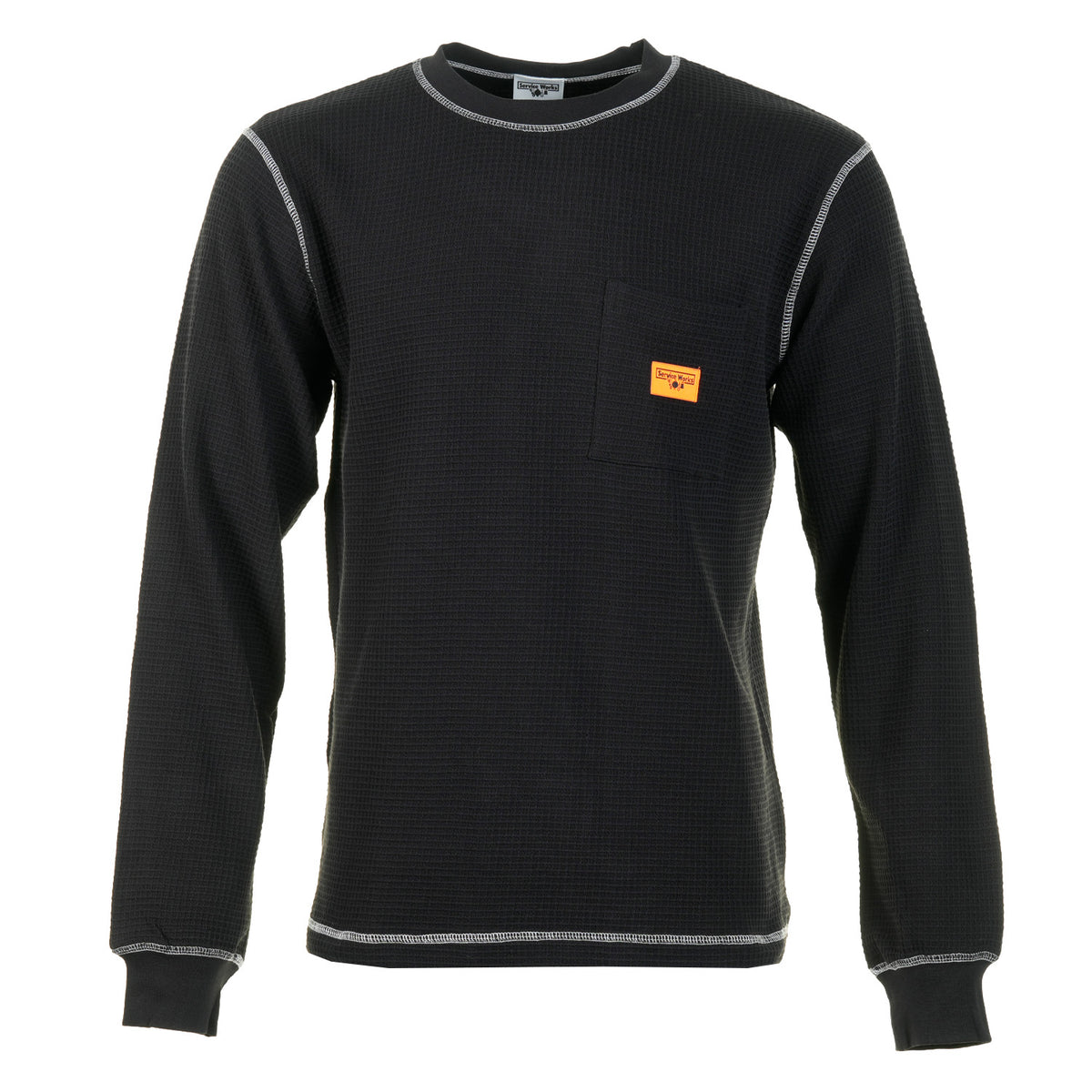 Waffle Contrast Thermal LS Tee Black / White