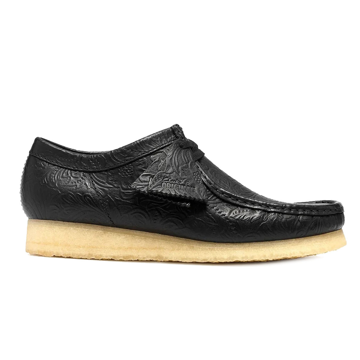 Wallabee Black Leather Embossed