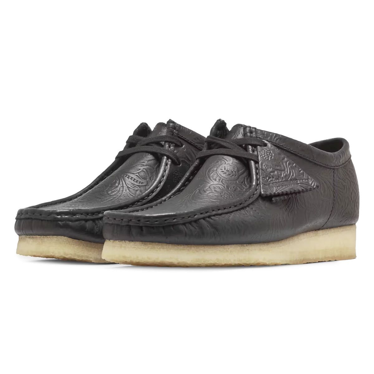 Wallabee Black Leather Embossed