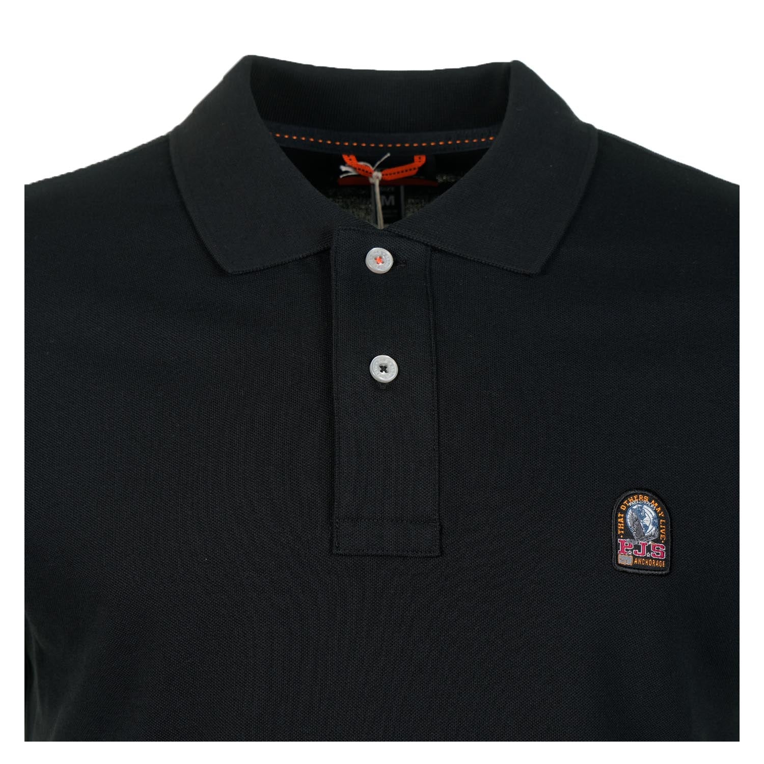 Close up details of the Parajumpers Wellington Short Sleeve Polo Shirt Black