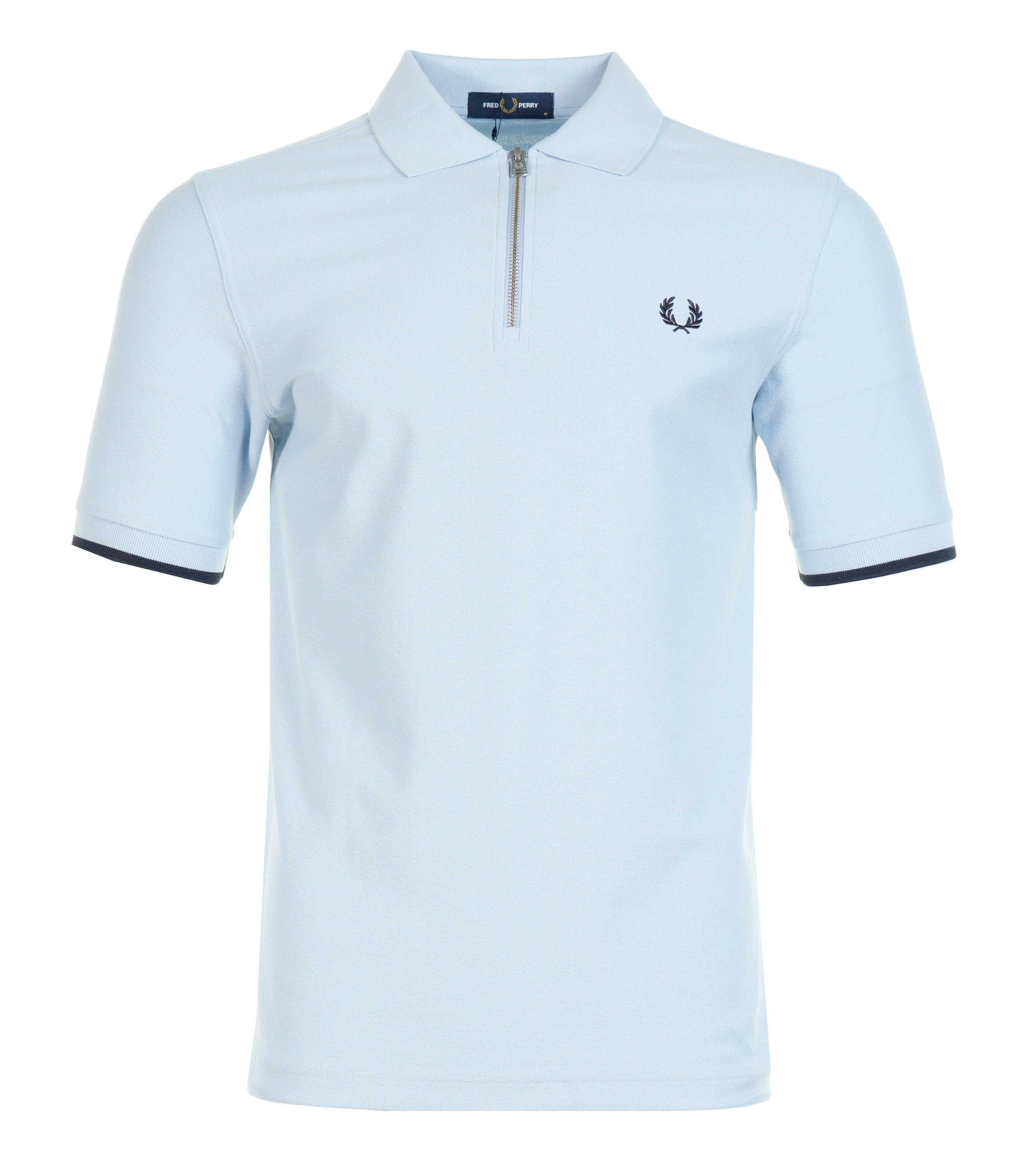 Crepe Pique Zip Neck Polo Shirt Light Smoke
