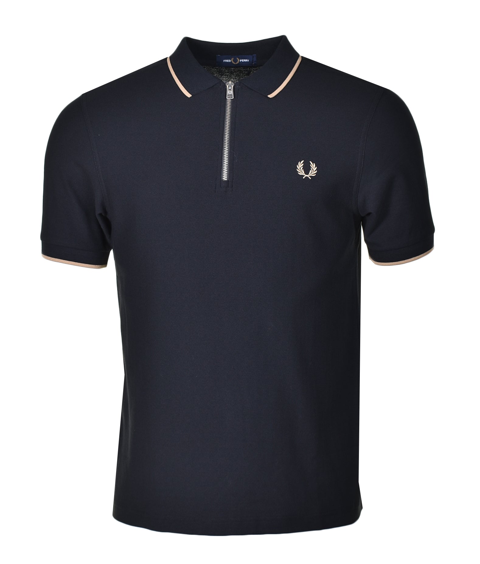 Crepe Pique Zip Neck Polo Shirt Black