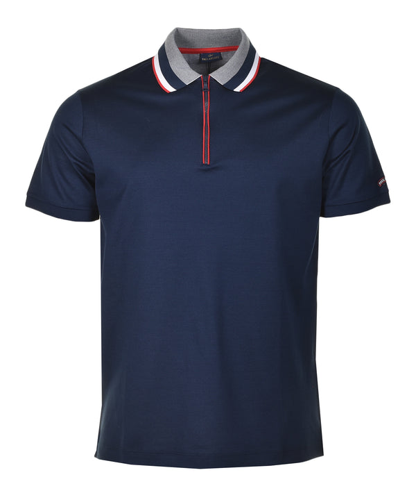 Short Sleeve Quarter Zip Polo Shirt Navy