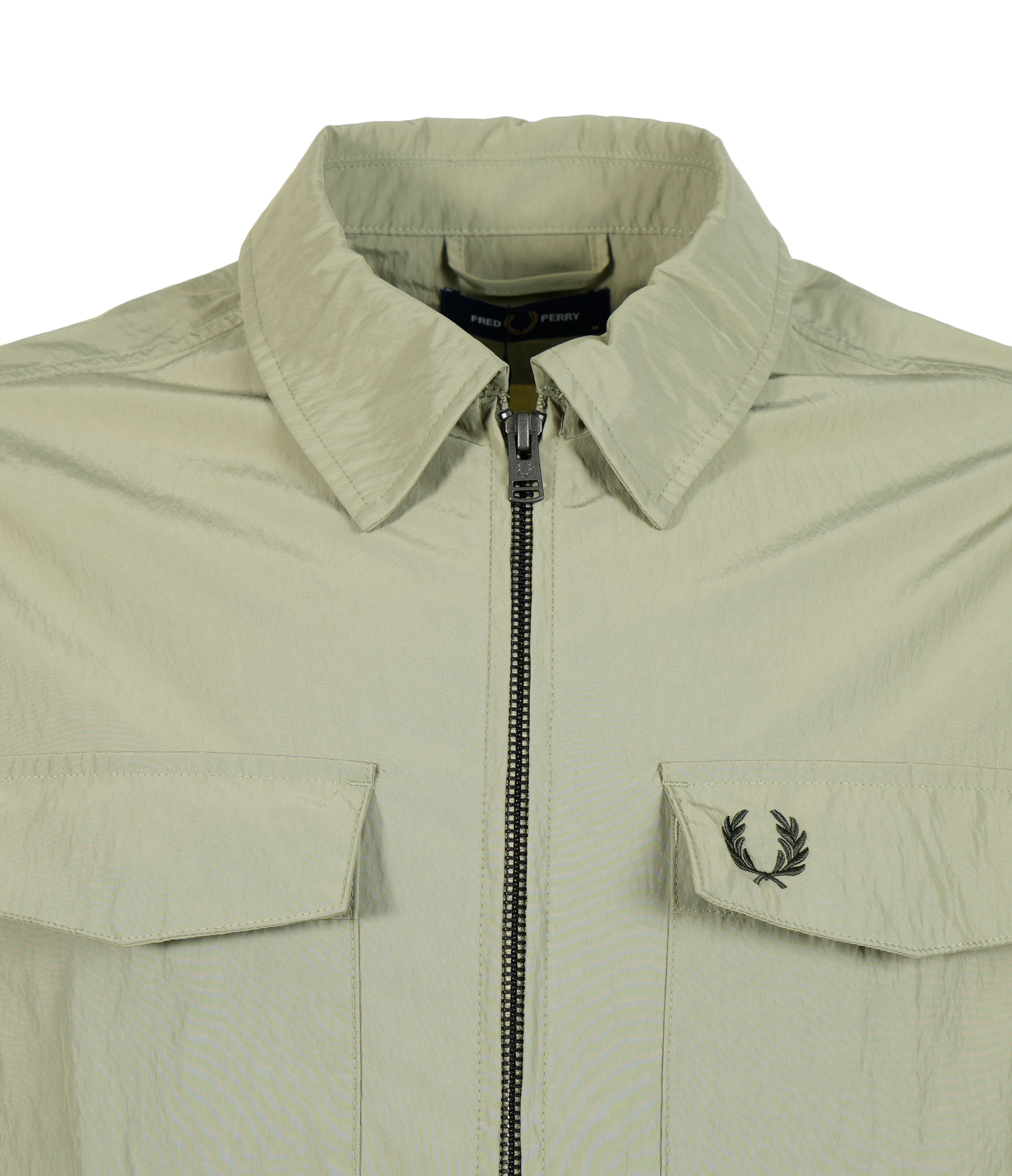 Zip Through Overshirt Olive Mint