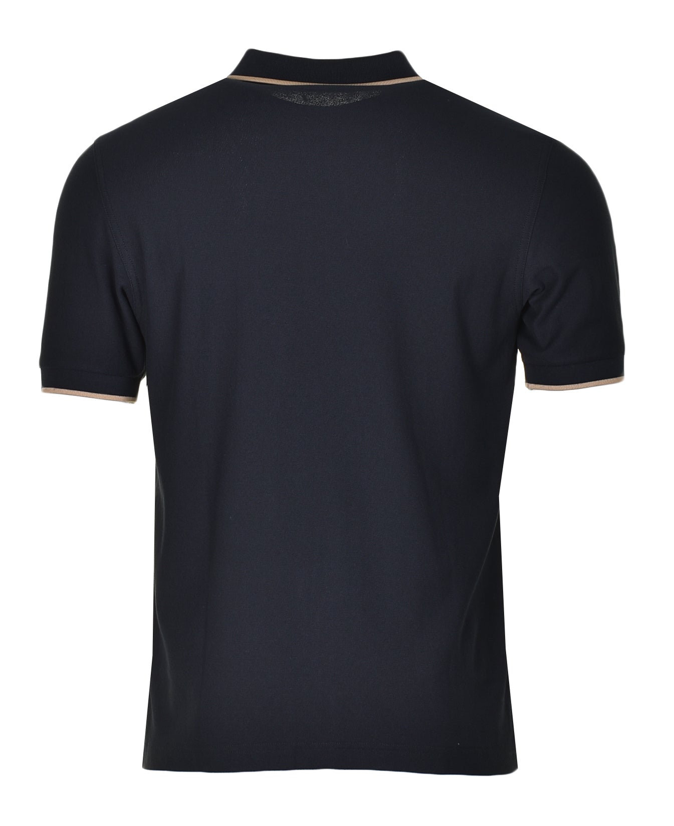 Crepe Pique Zip Neck Polo Shirt Black