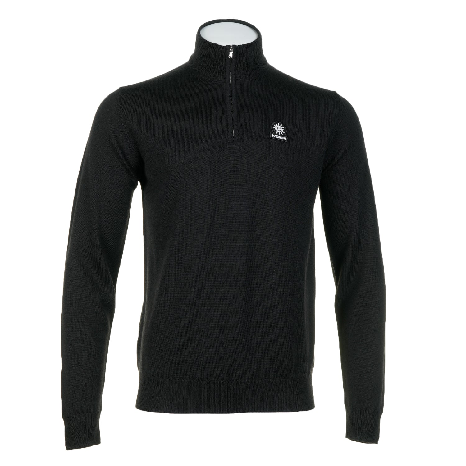 Merino Wool Quarter Zip Jumper Black