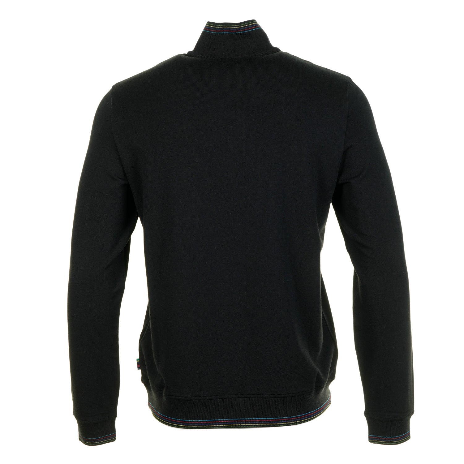 Regular Fit Half Zip Sport Stripe Long Sleeve T Shirt Black